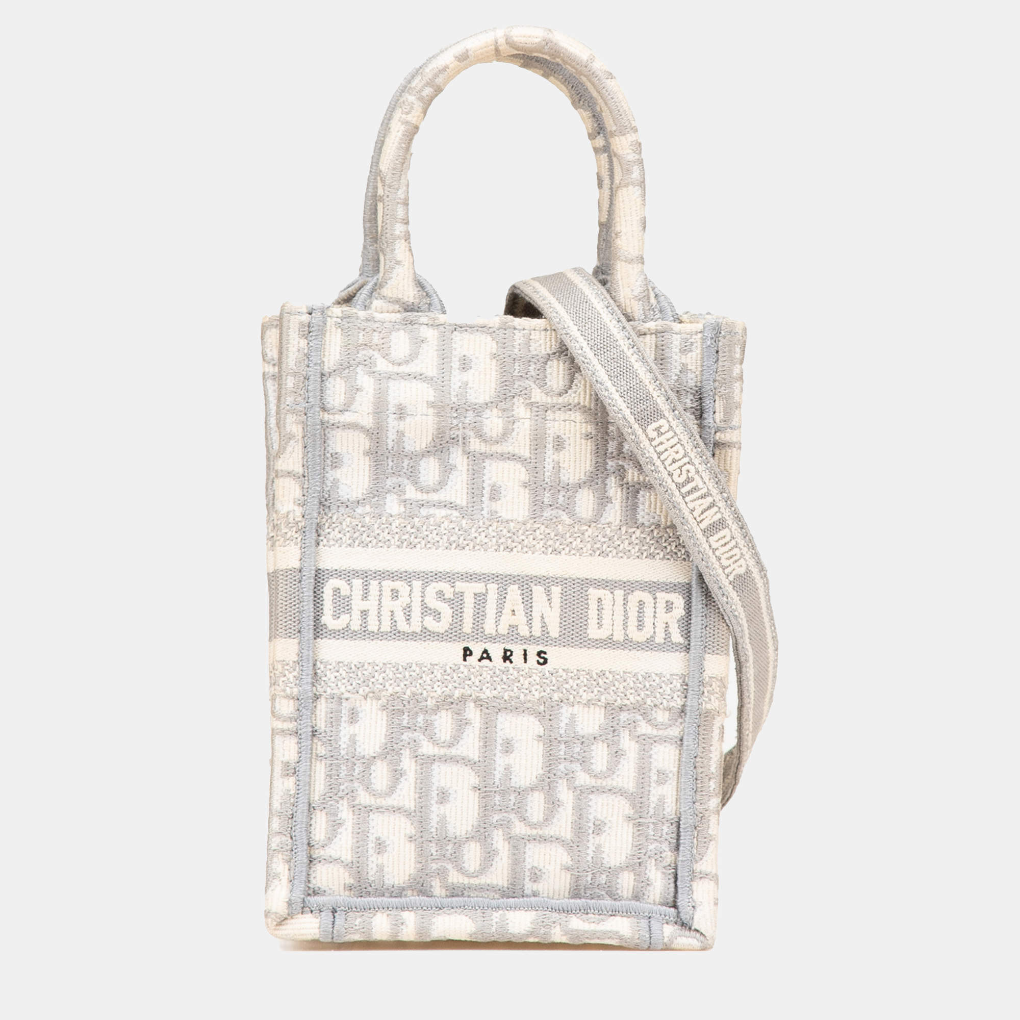 Dior Grey Mini Oblique Canvas Vertical Book Tote