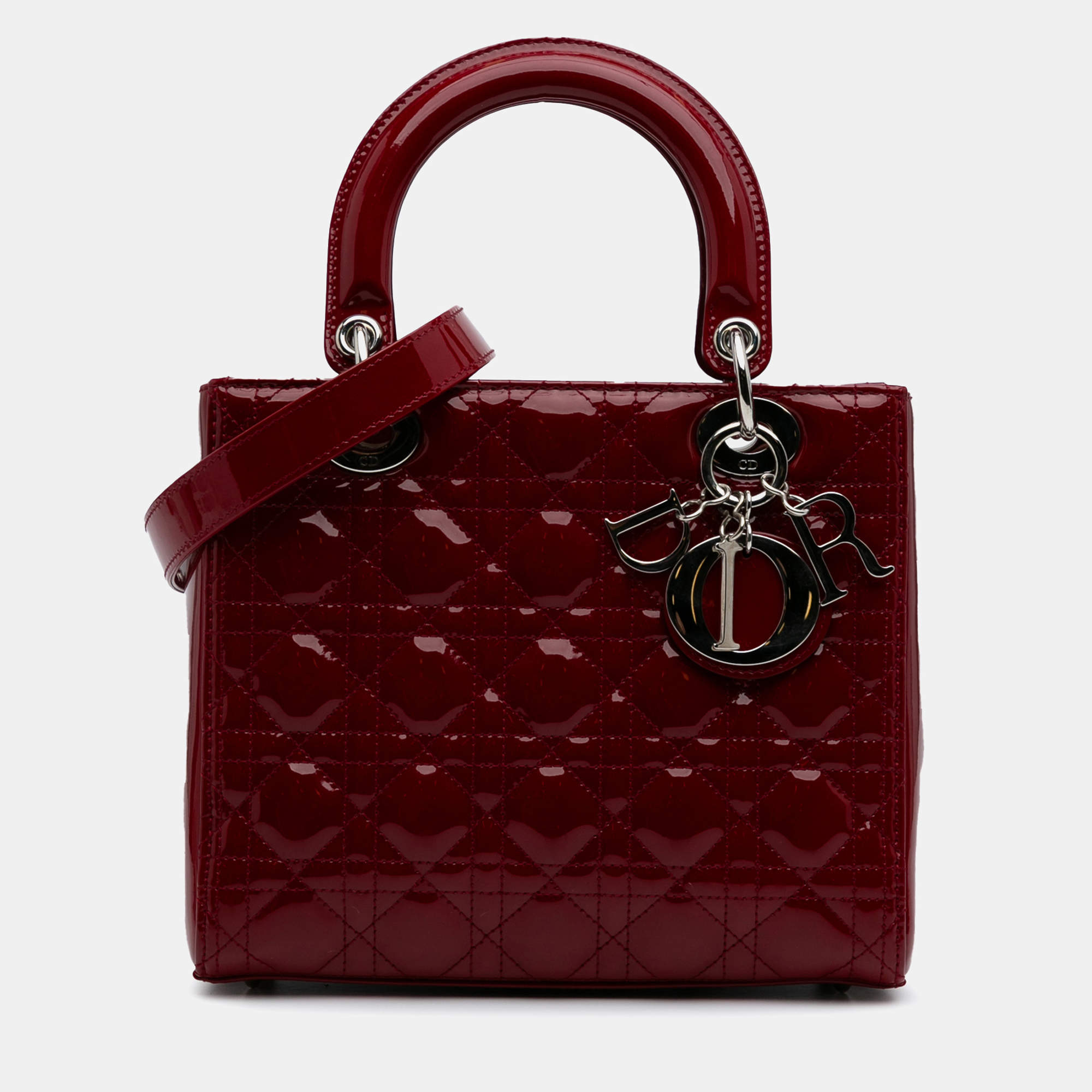 Dior Red Medium Patent Cannage Lady Dior