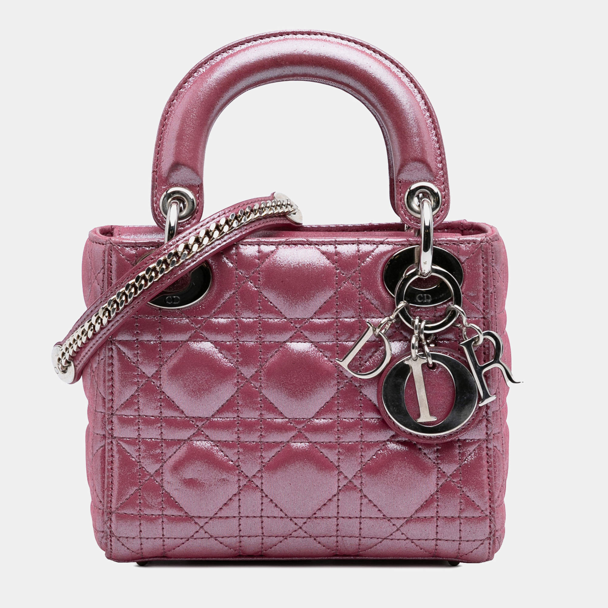 Dior Pink Mini Iridescent Lambskin Cannage Lady Dior