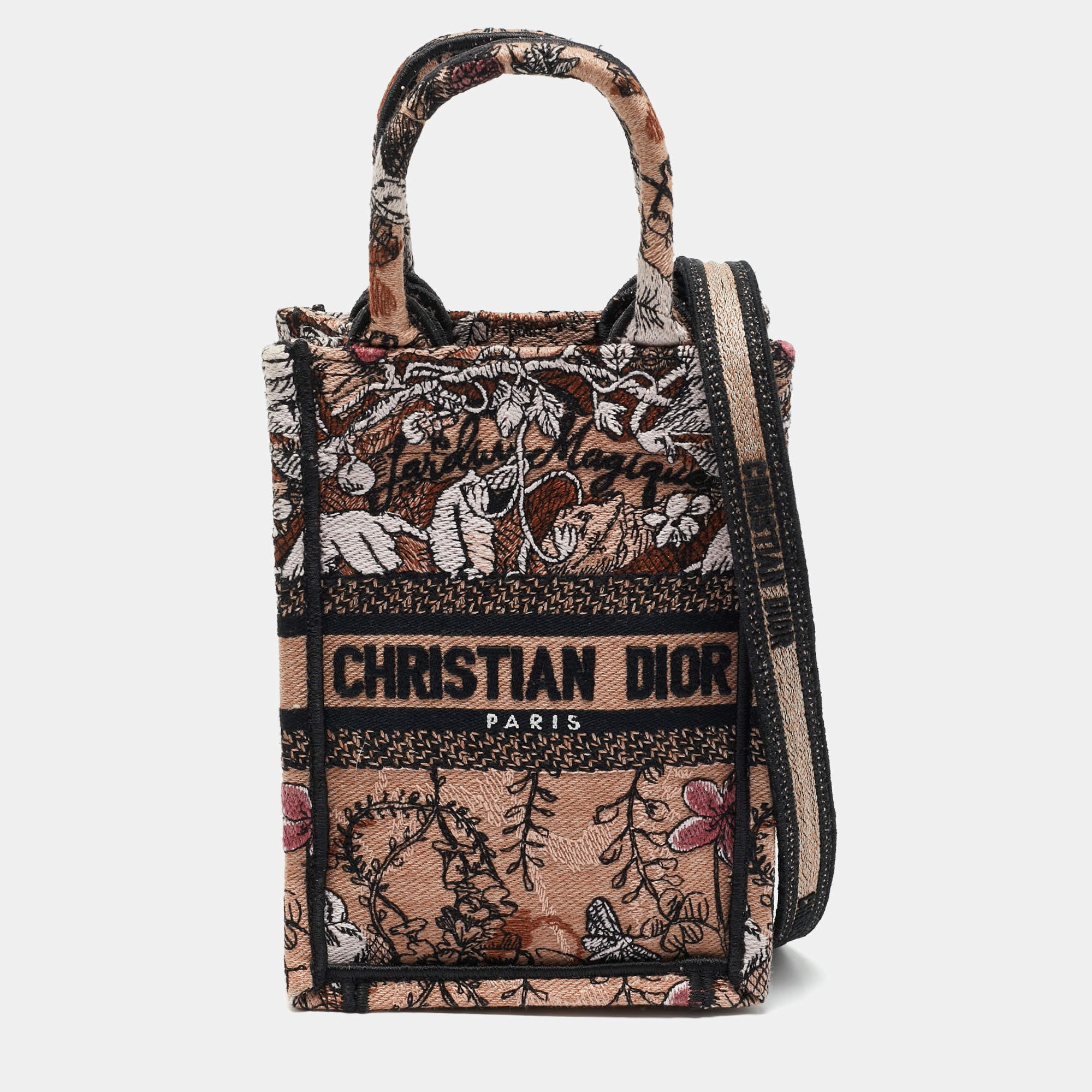 Pre Owned Dior Multicolor Embroidery Canvas Mini Toile De Jouy Book Tote Phone Bag