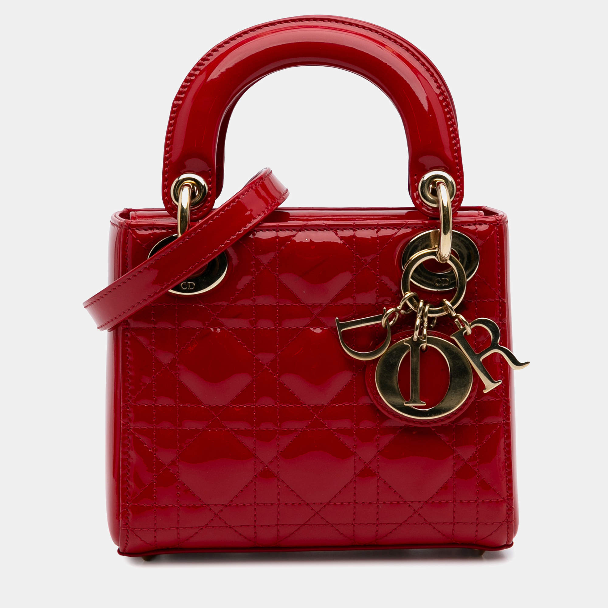 Dior Red Mini Patent Cannage Lady Dior