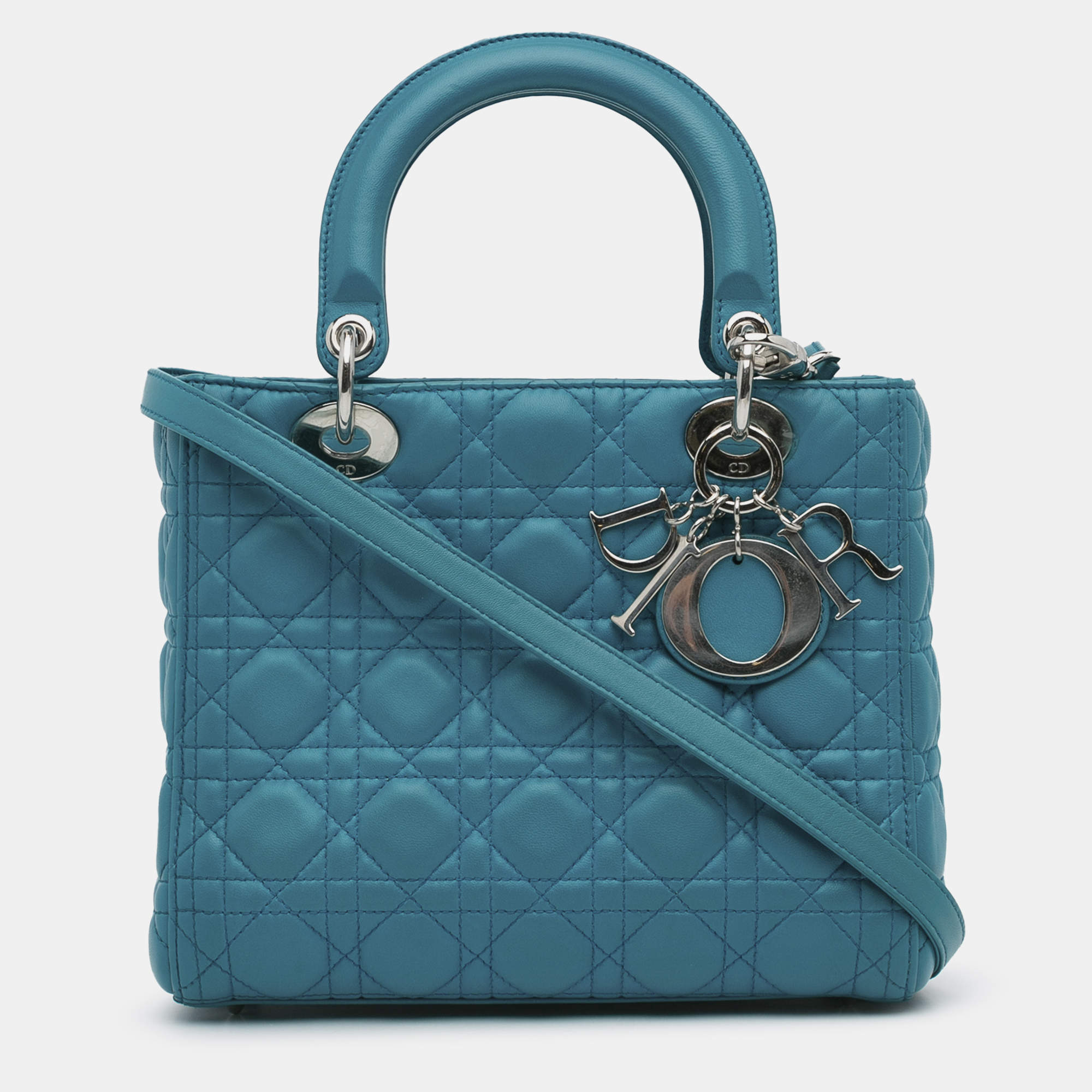 Dior Blue Medium Lambskin Cannage Lady Dior