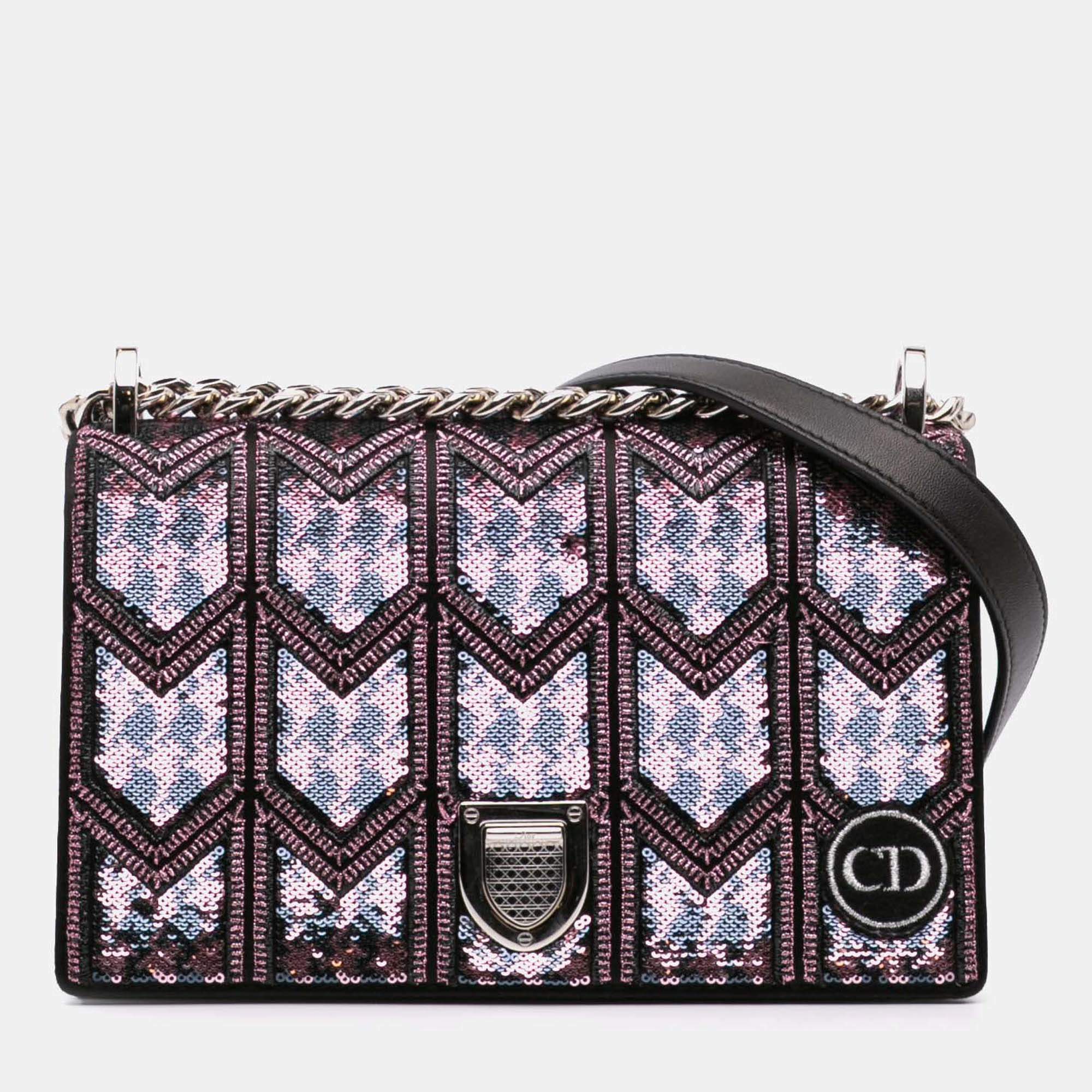 Dior Pink Small Sequin Embroidered Diorama Crossbody