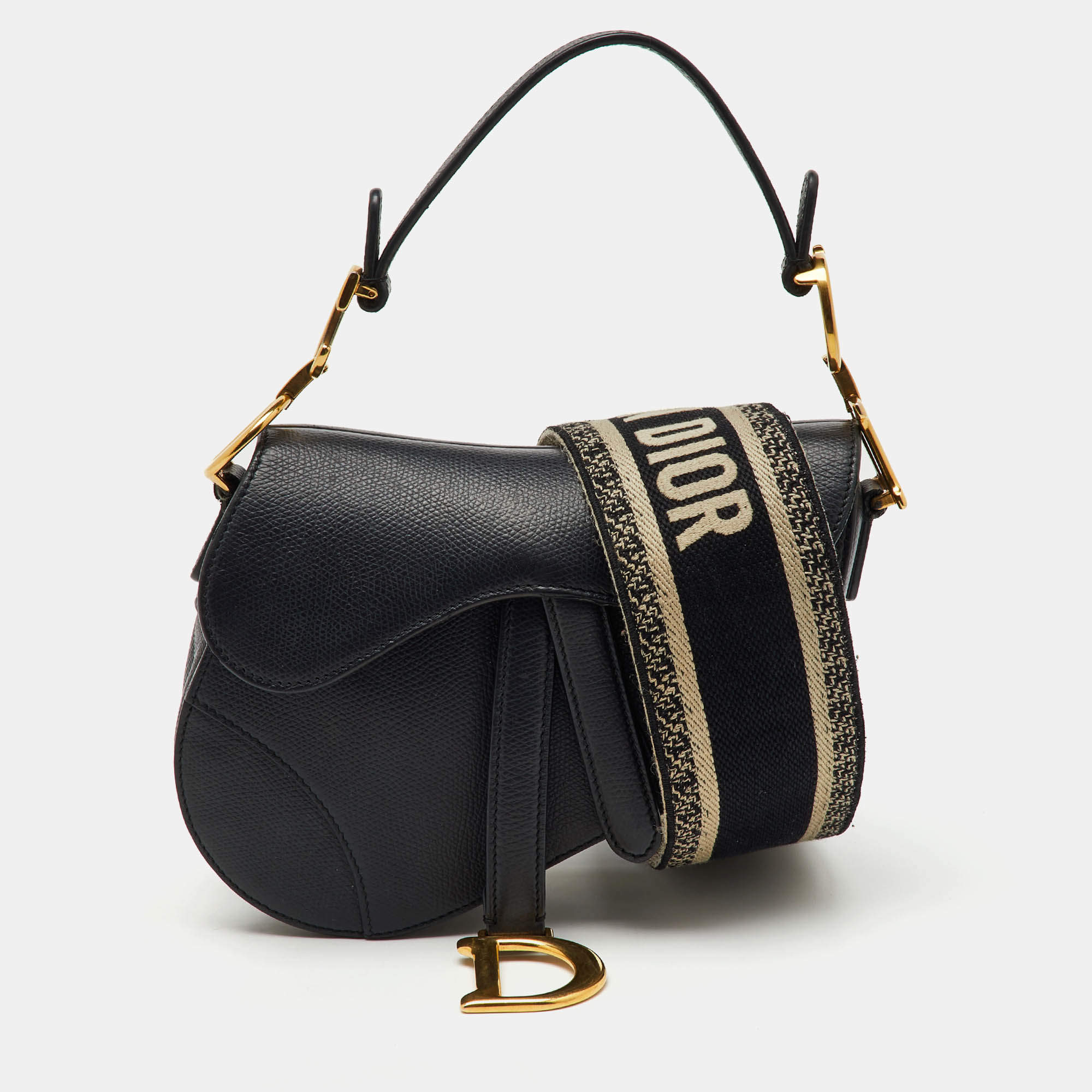 Dior Black Leather Mini Saddle Bag