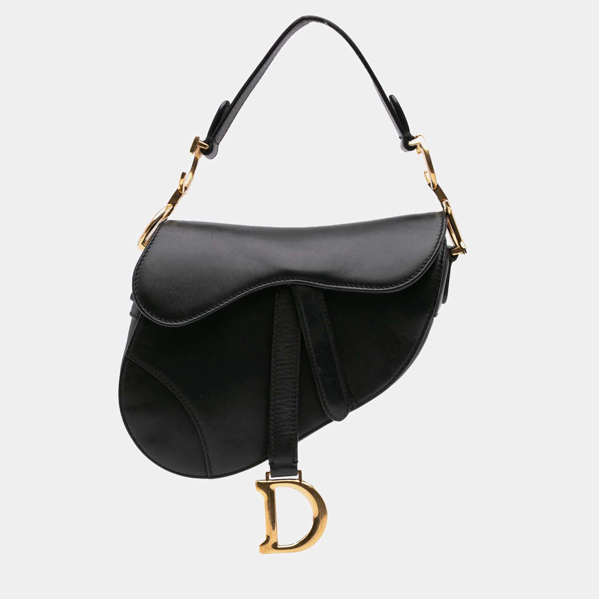 Dior Mini Leather Saddle Black Bag