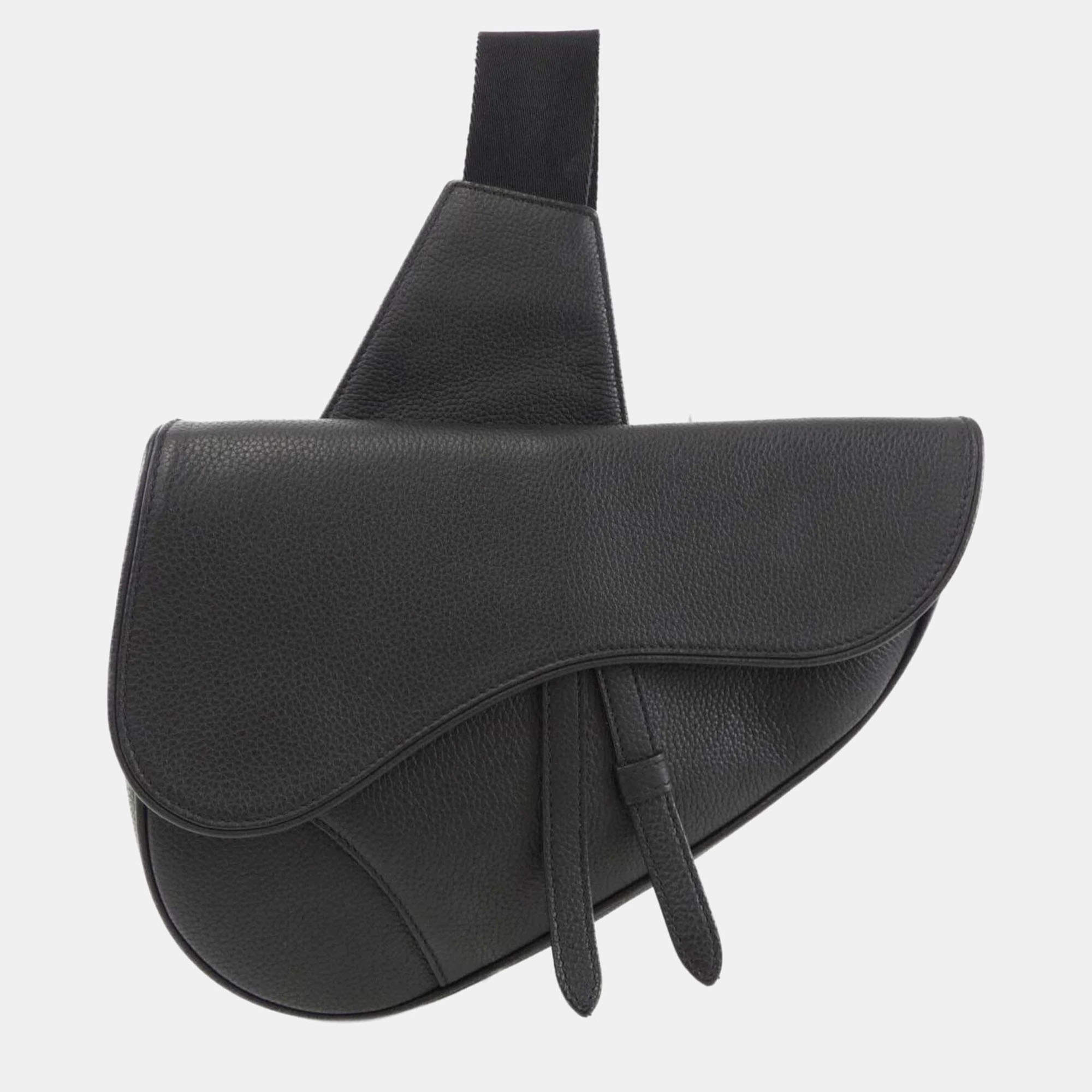 Dior Saddle Black Leather Shoulder Bag