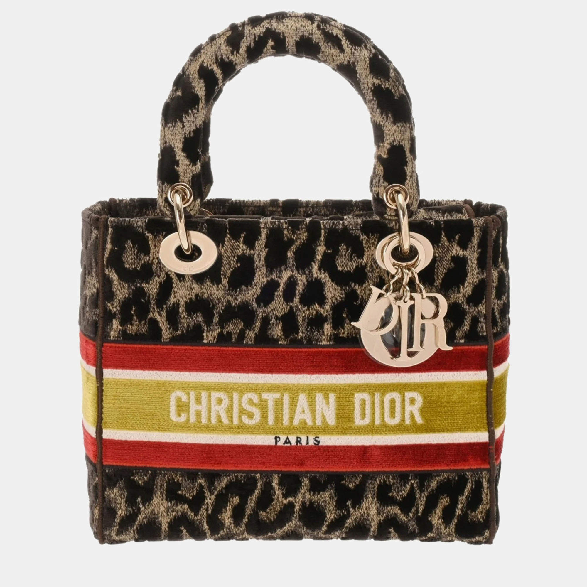 Christian Dior Lady D-Lite Medium Leopard Velvet Bag 
