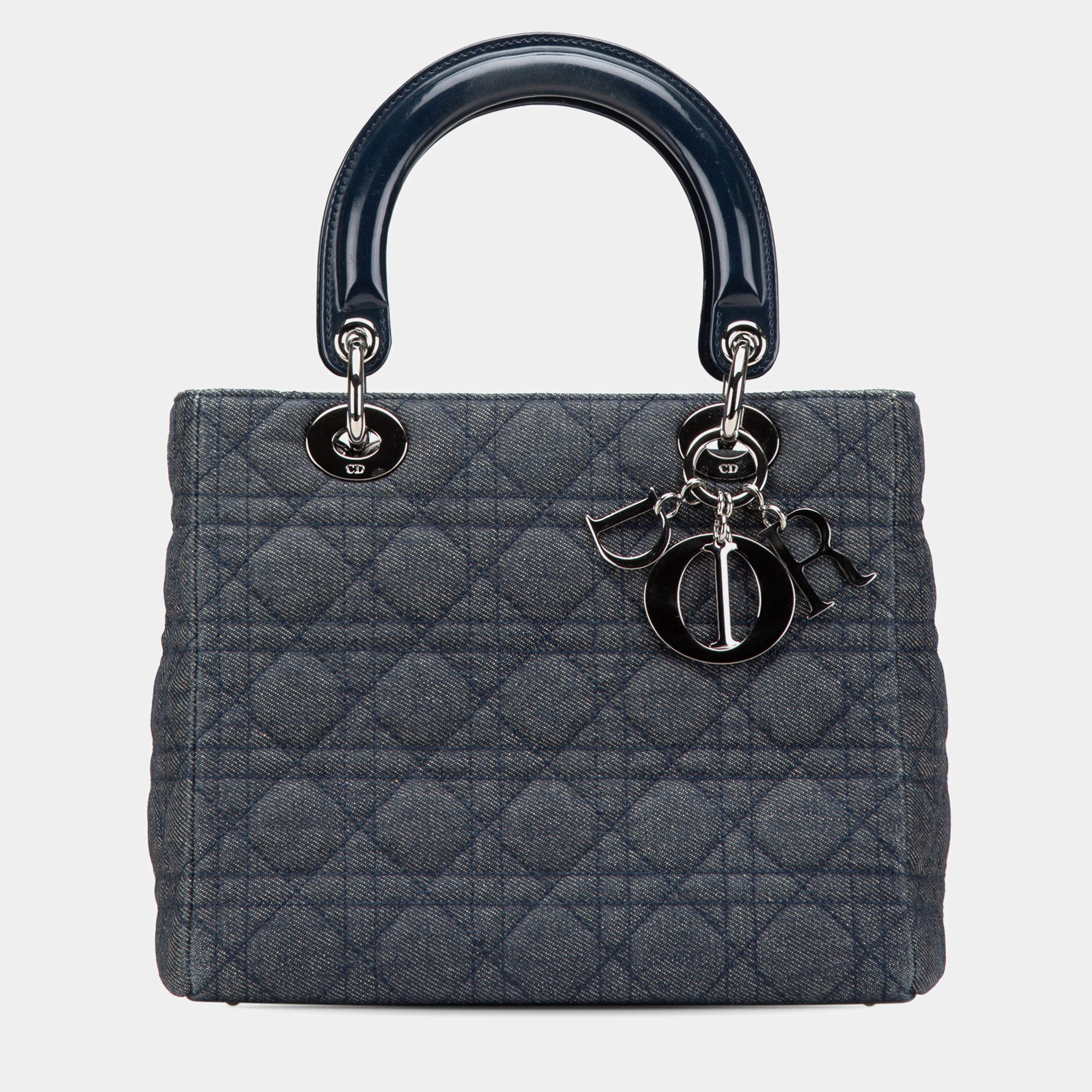Dior Navy Blue Medium Denim Cannage Lady Dior