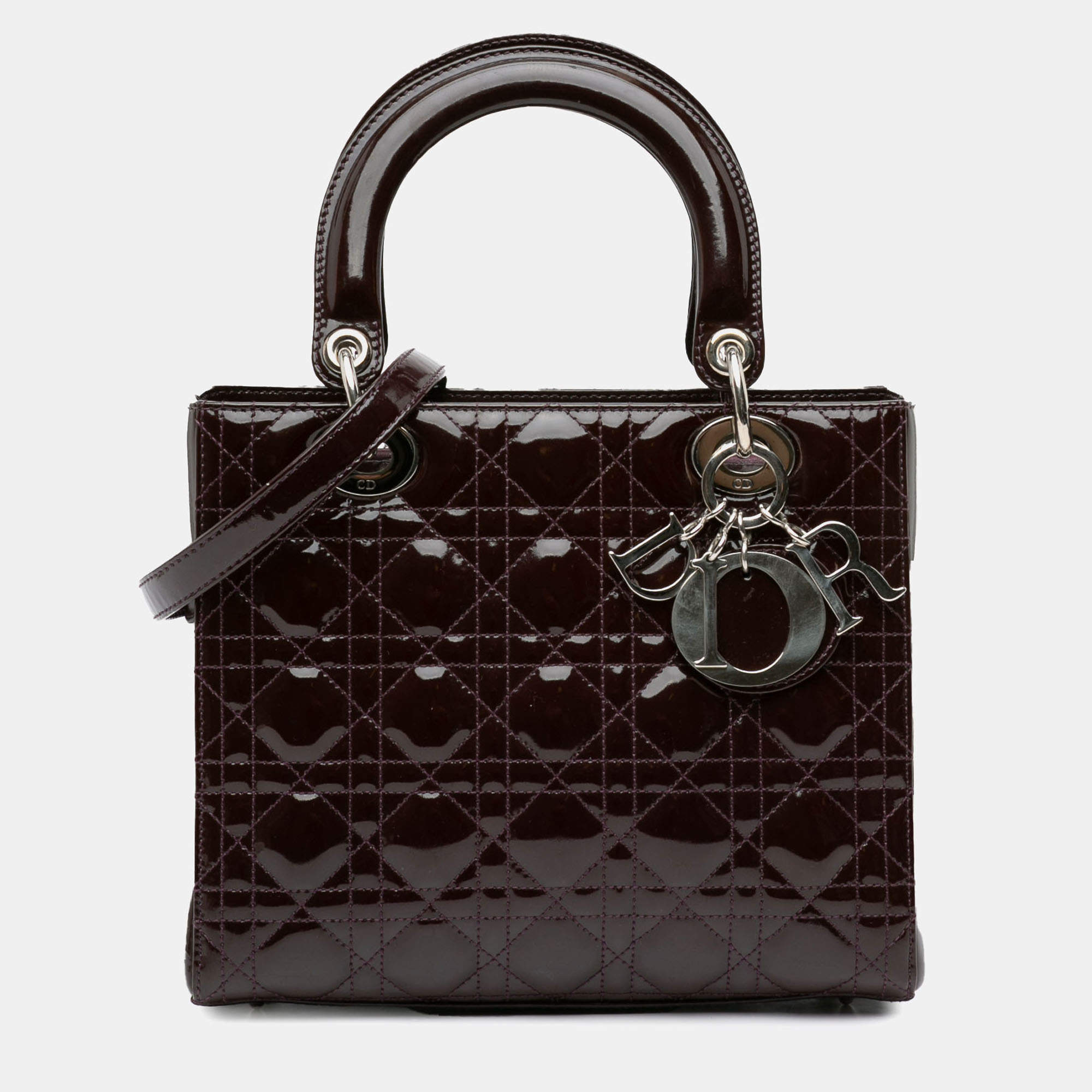 Dior Purple Medium Patent Cannage Lady Dior