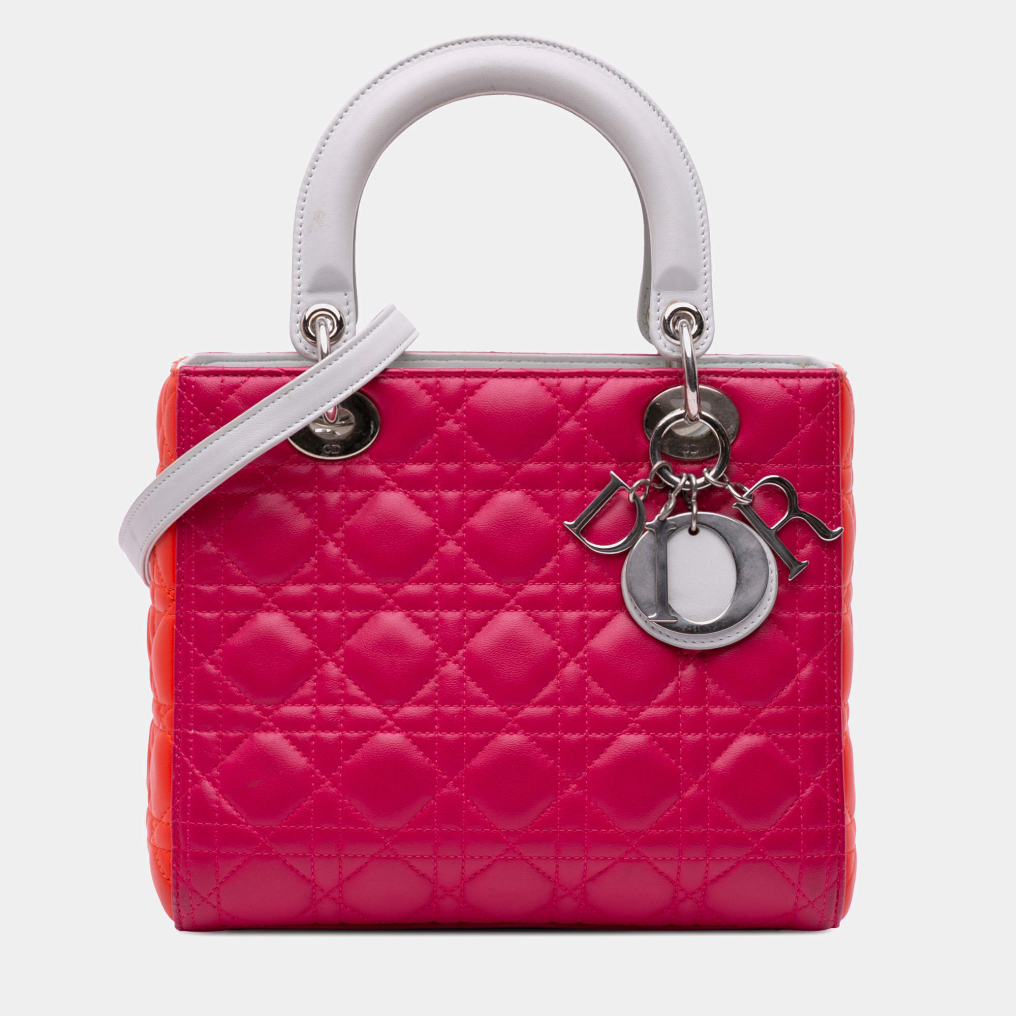 Dior Pink Medium Lambskin Cannage Lady Dior