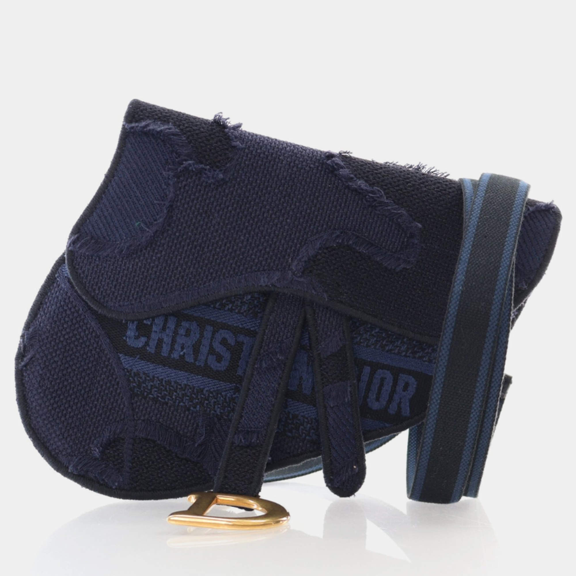 Dior Saddle Mini Blue Canvas Embroidered Waist Bag