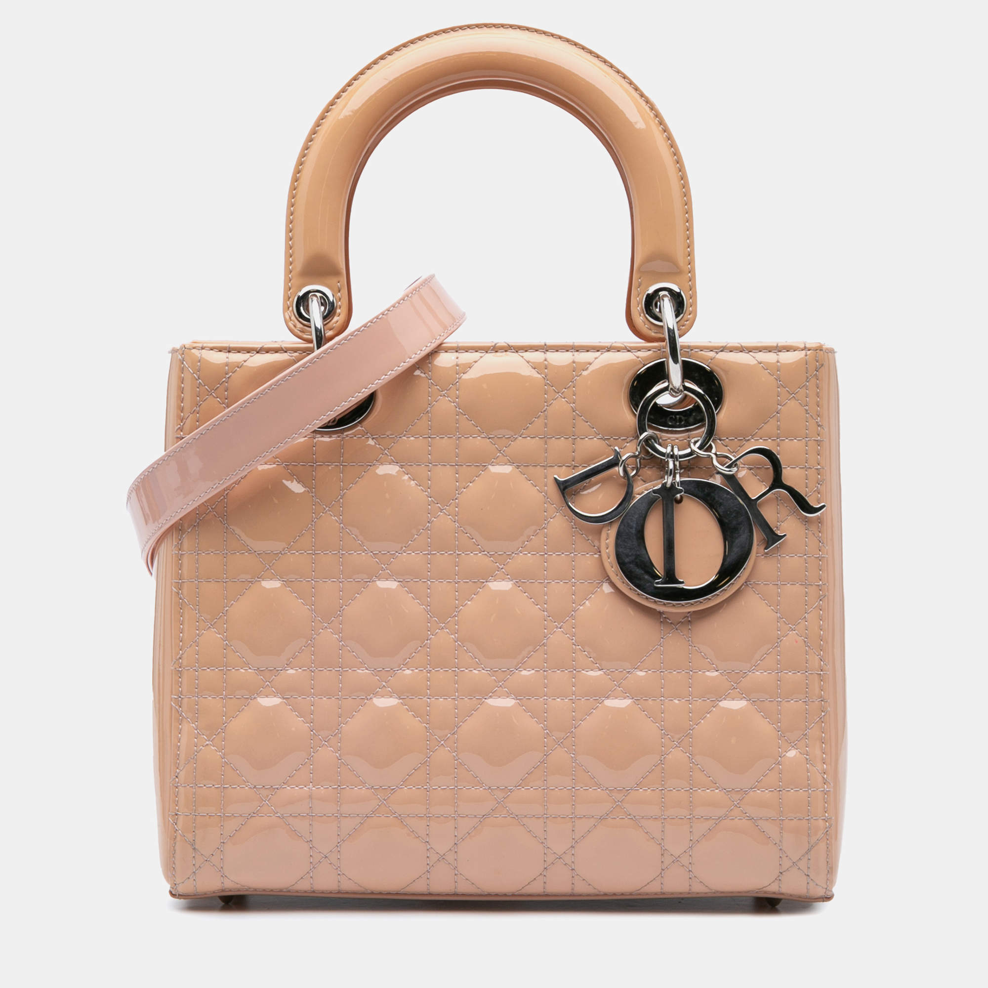 Dior Brown Medium Patent Cannage Lady Dior