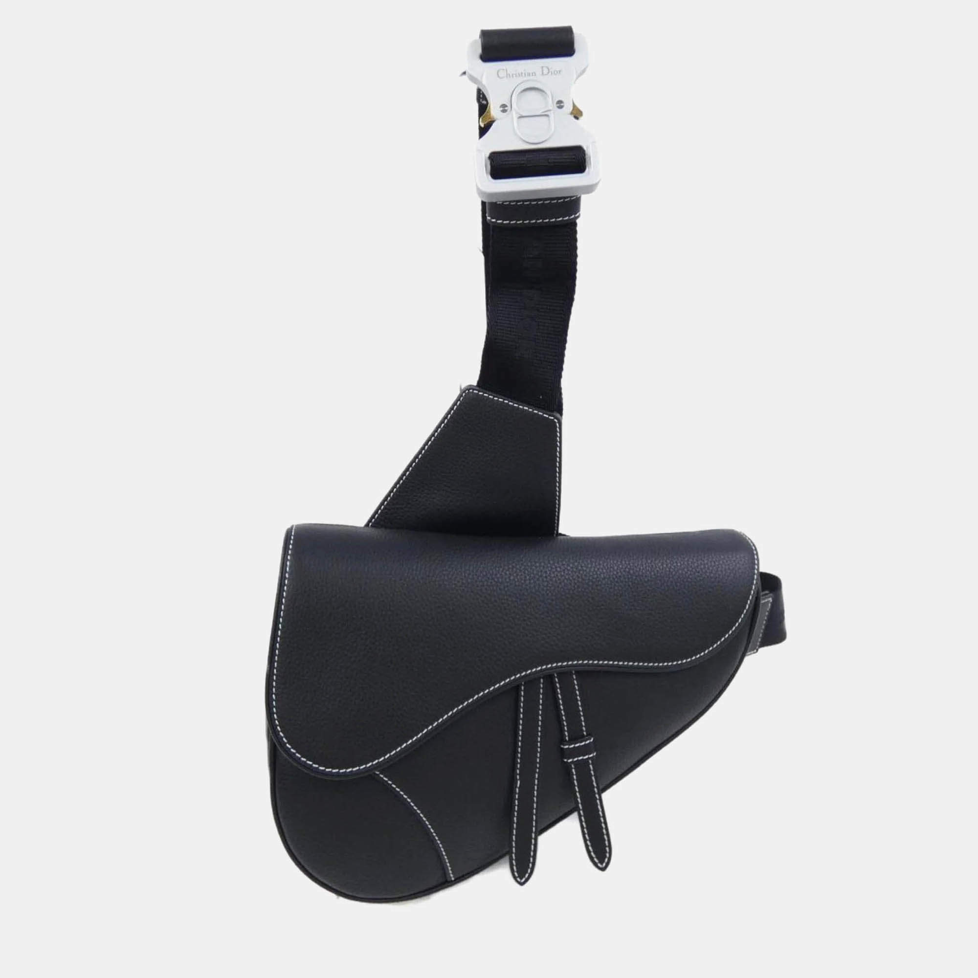 Christian Dior Saddle Black Leather Handbag

