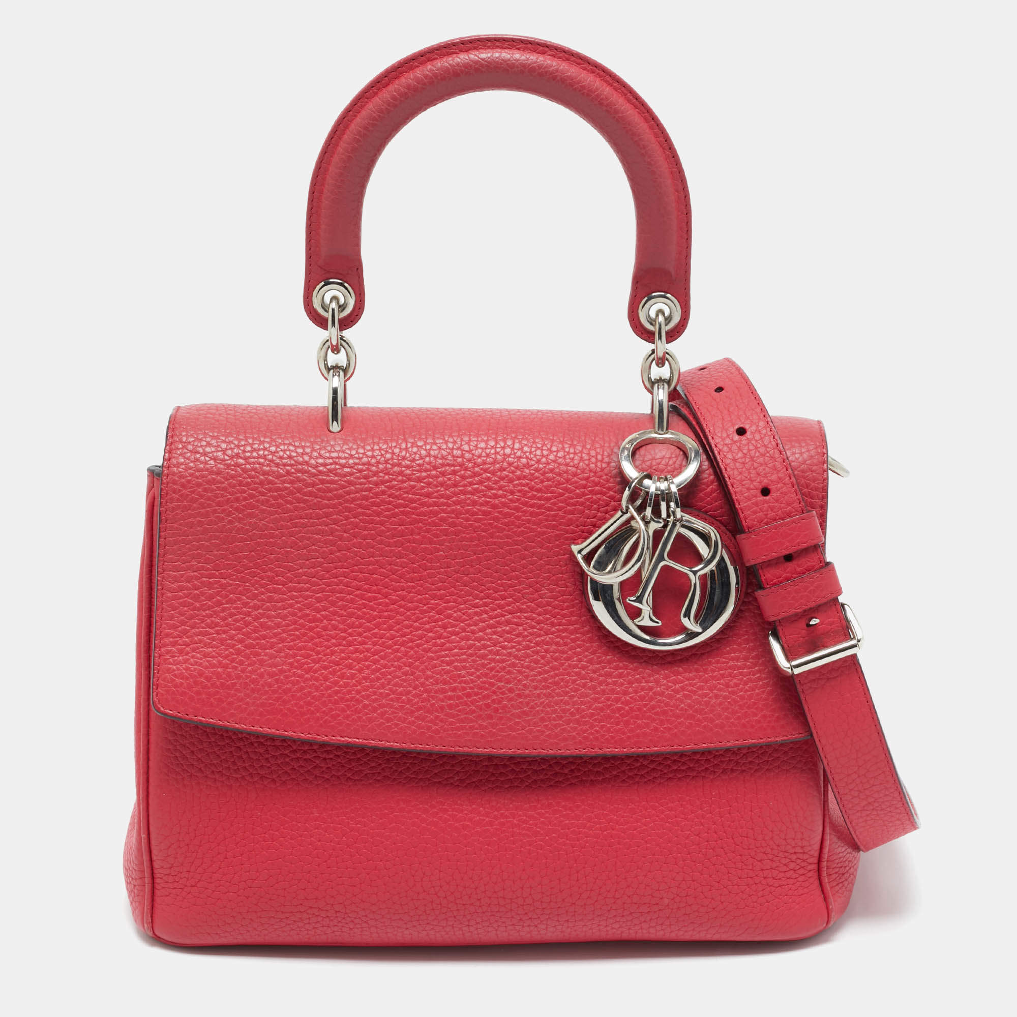 Dior Red Leather Small Be Dior Flap Top Handle Bag