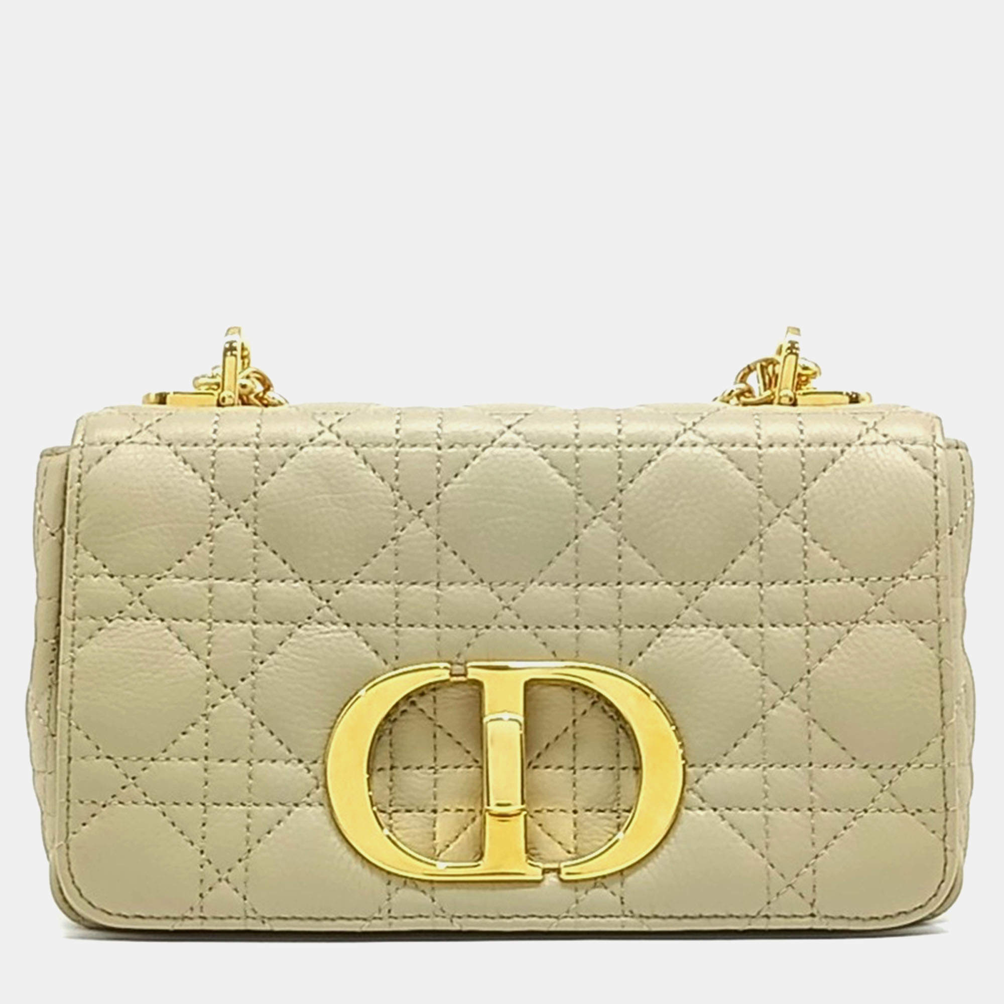  مملوكة مسبقًا Dior Caro Small Beige Calfskin Leather Shoulder Bag