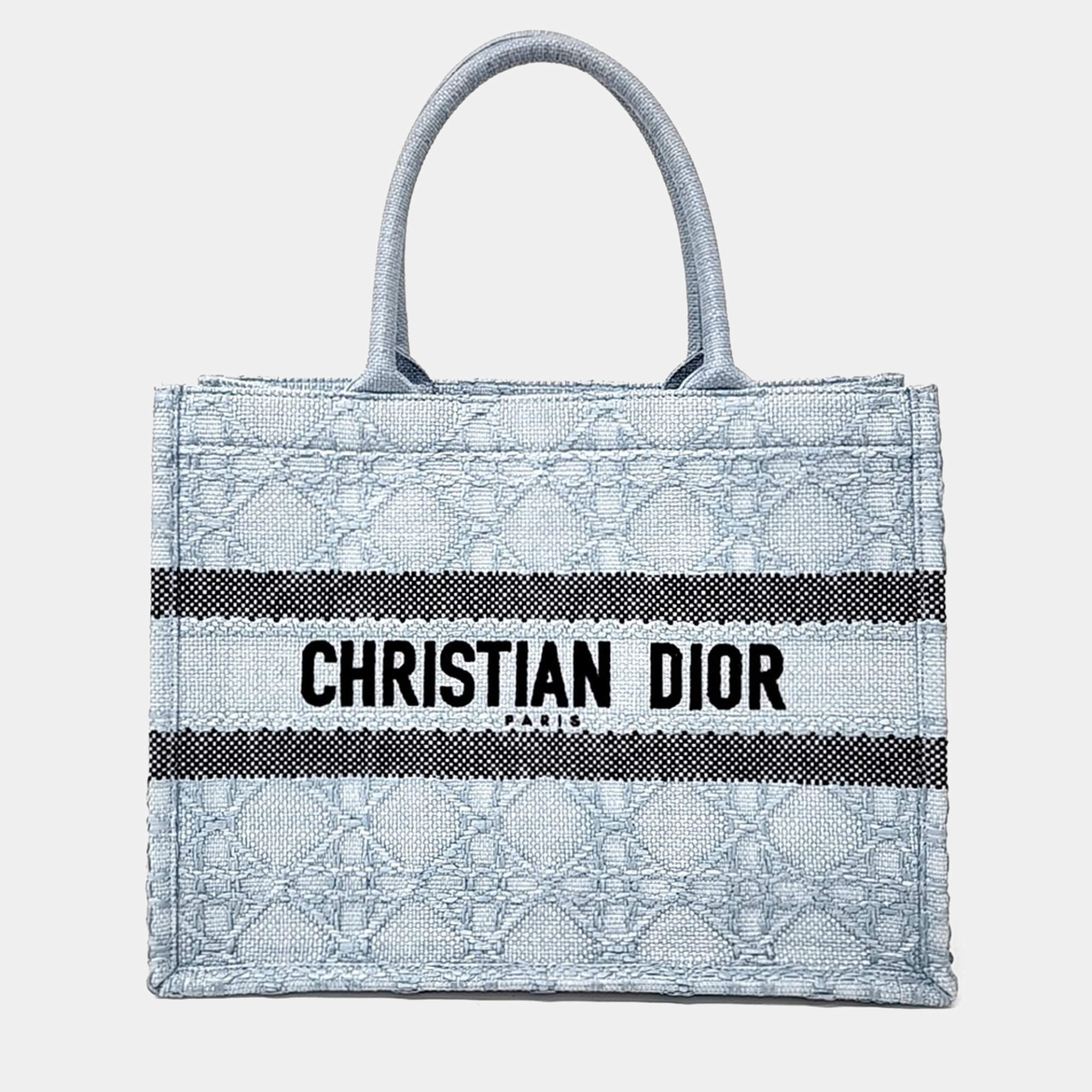 Dior Blue Raffia Book Tote Bag