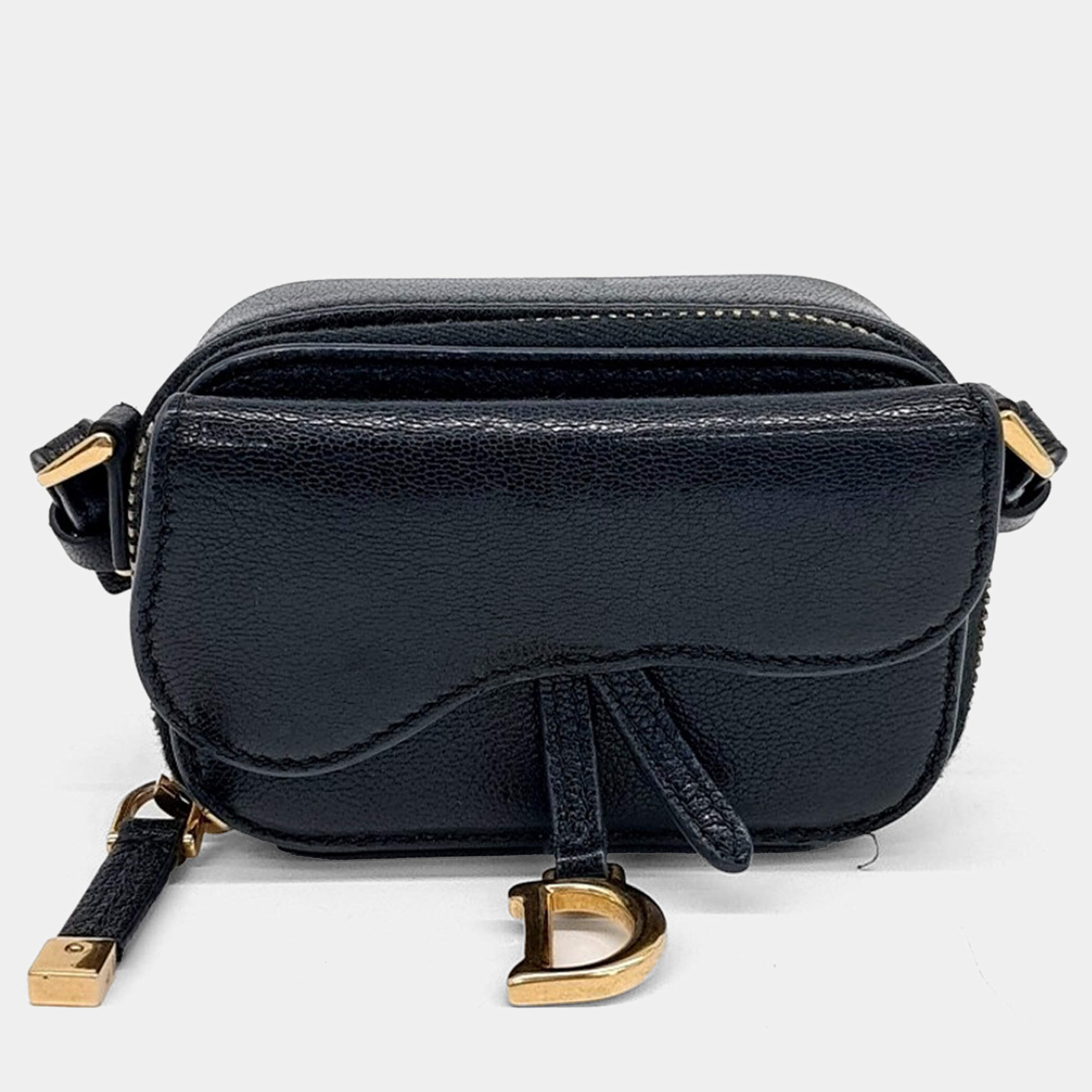 Dior Black Leather Saddle Micro Mini Crossbody Bag