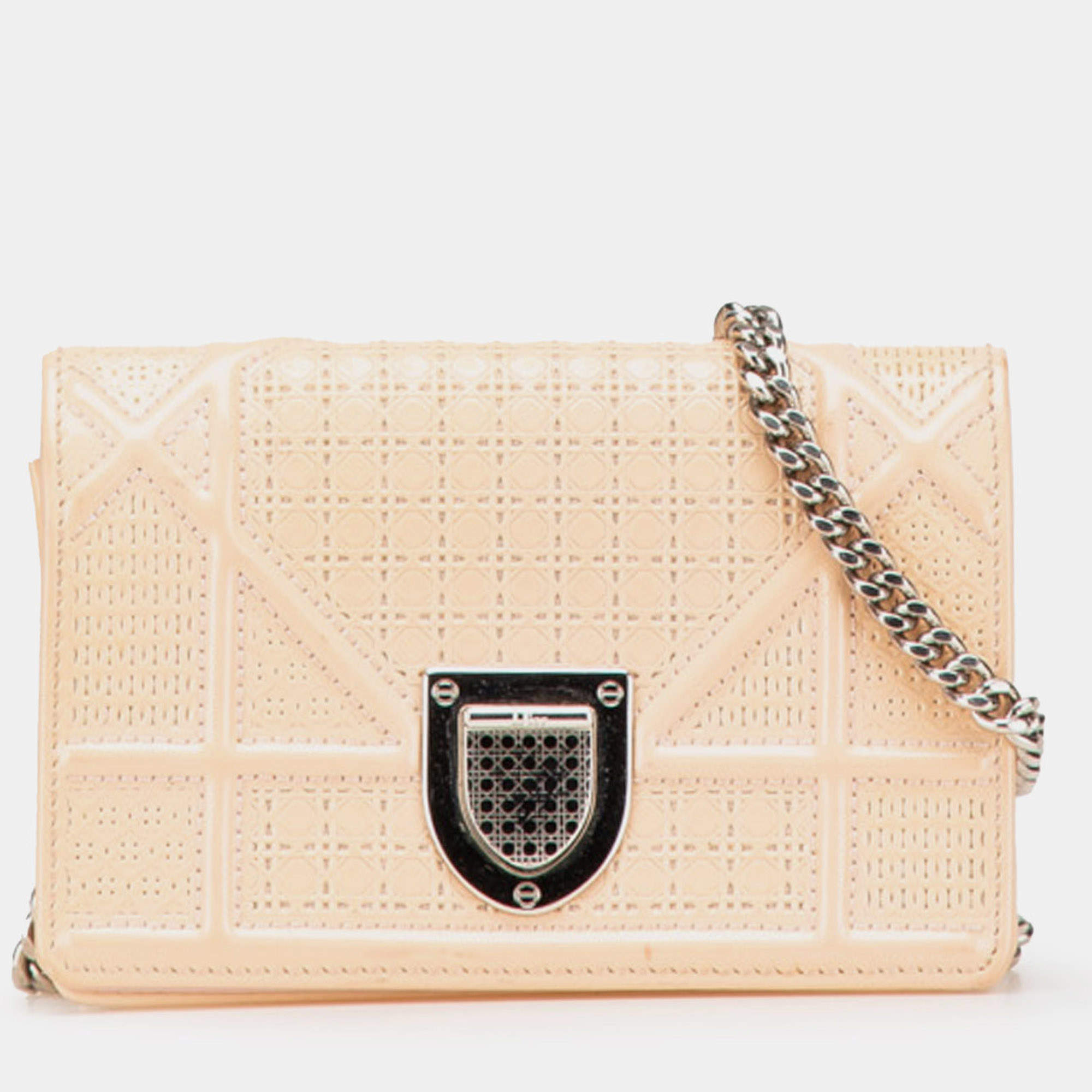 Dior Beige Baby Patent Microcannage Diorama Flap