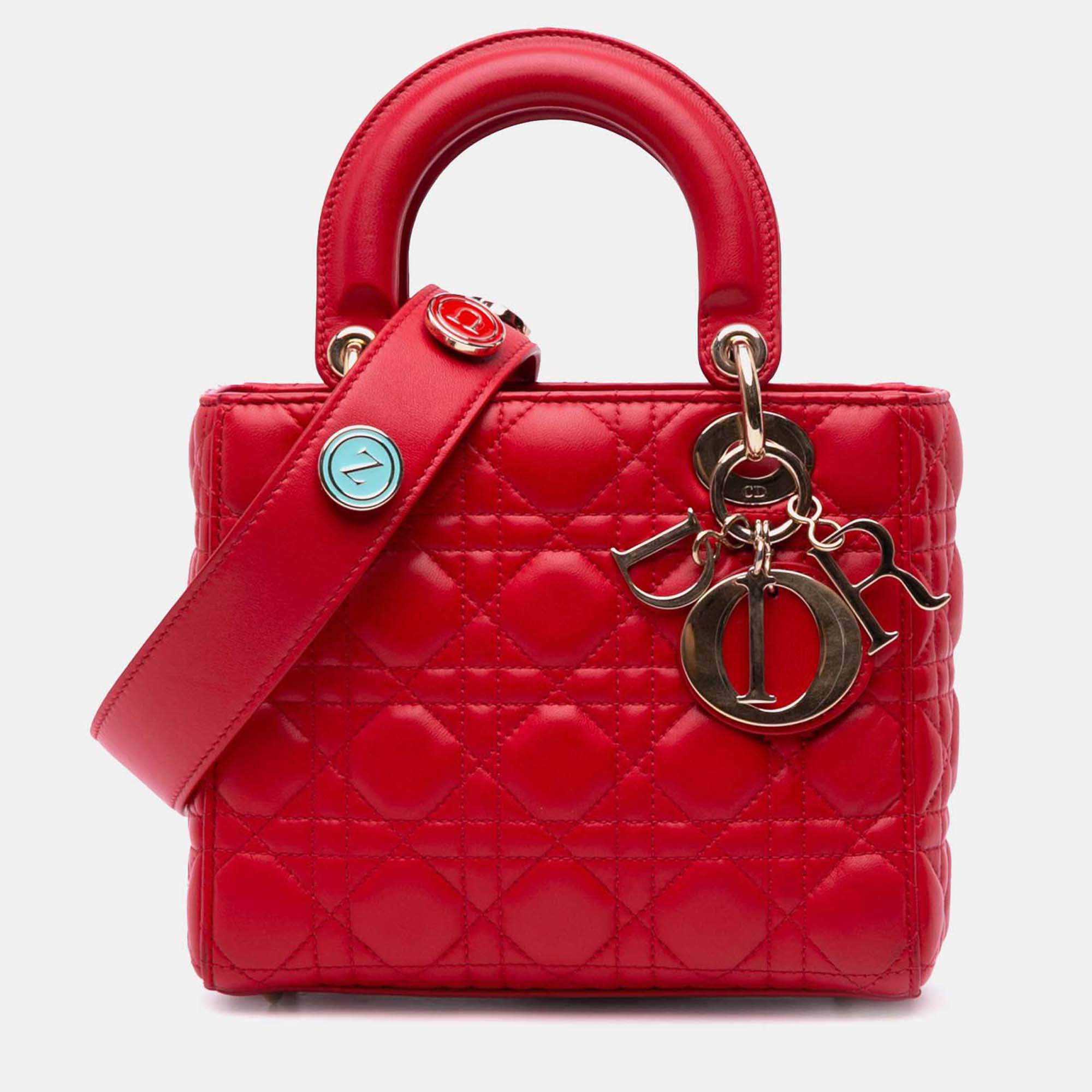 Dior Red Small Lambskin Cannage My ABCDior Lady Dior