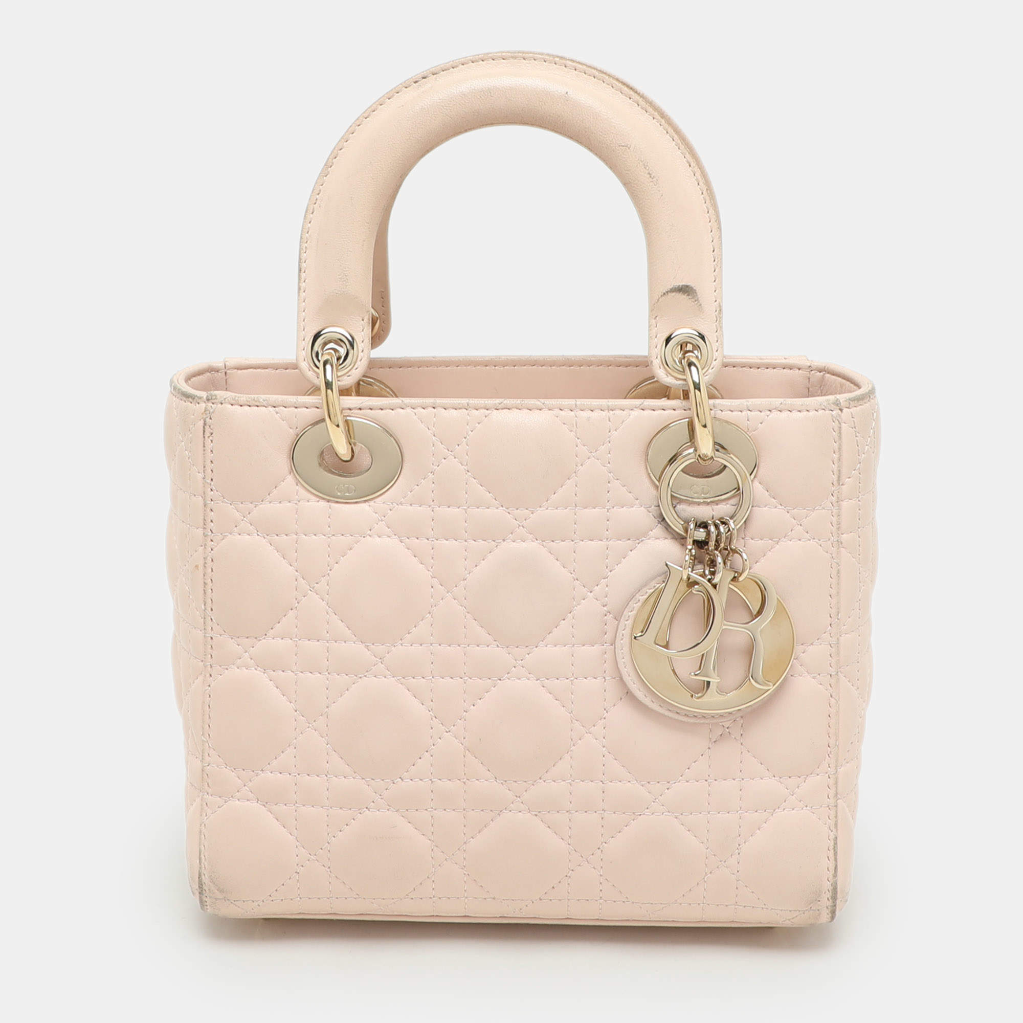 Dior Beige Cannage Leather Small Lady Dior My ABCDior Tote