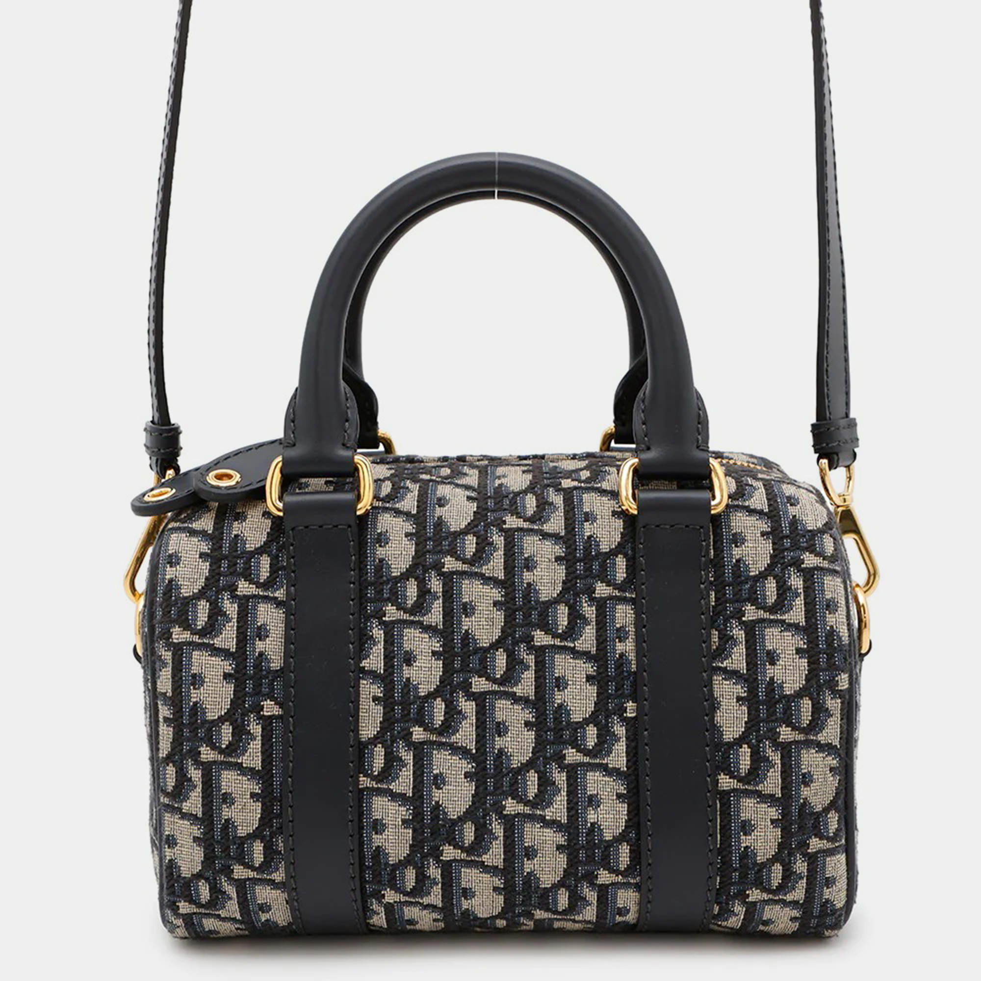 Dior Oblique Dior Groove 20 Small Navy Jacquard and Calf Leather Bag