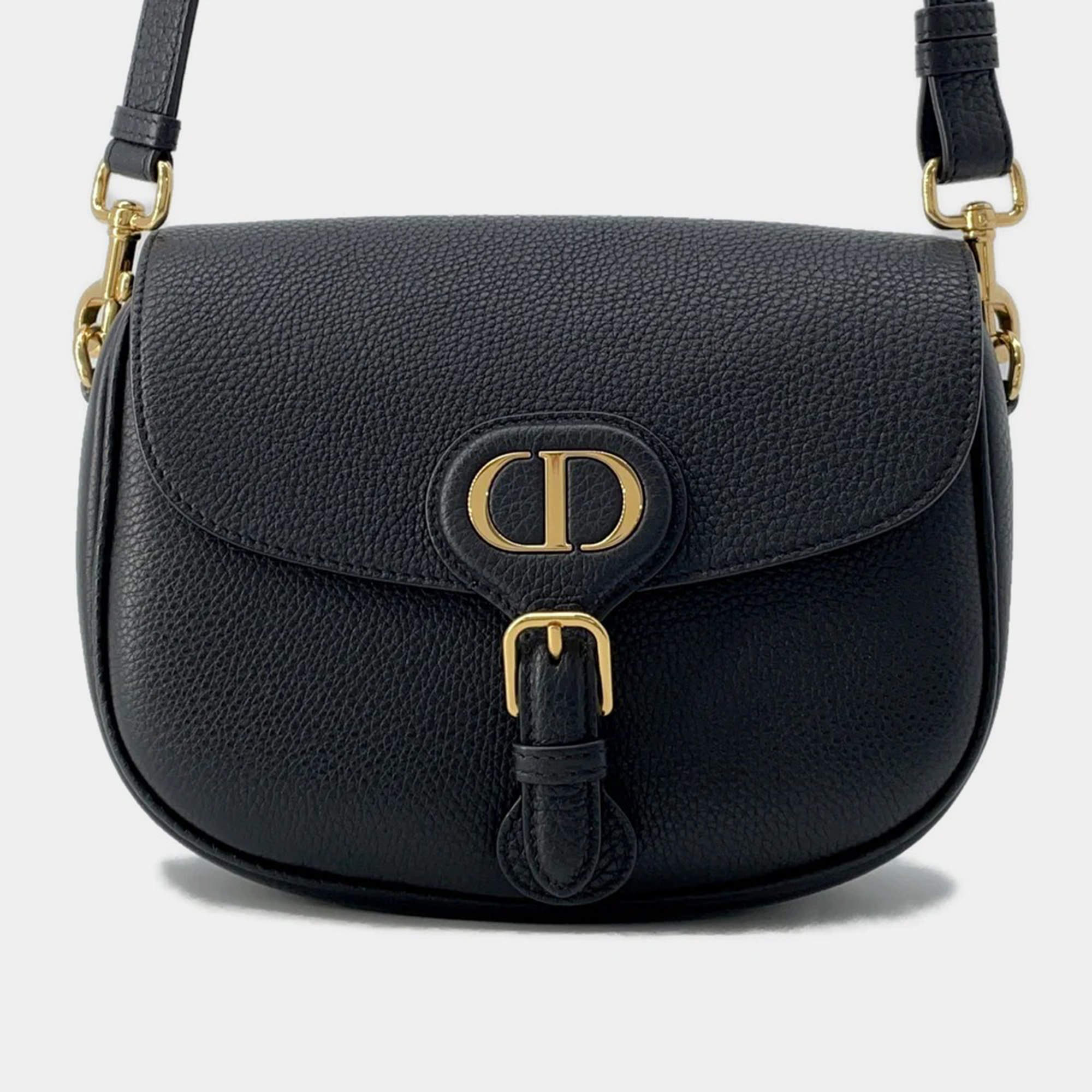 Dior Bobby Shoulder Bag Black Grained Calfleather Size Medium
