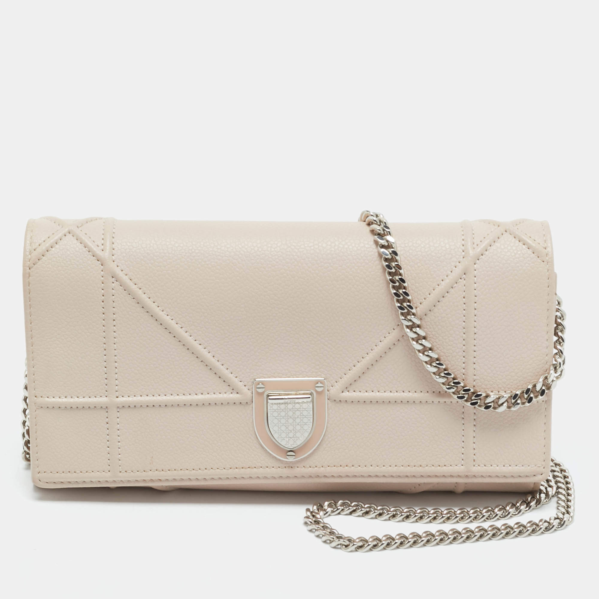Dior Pink Leather Diorama Wallet on Chain