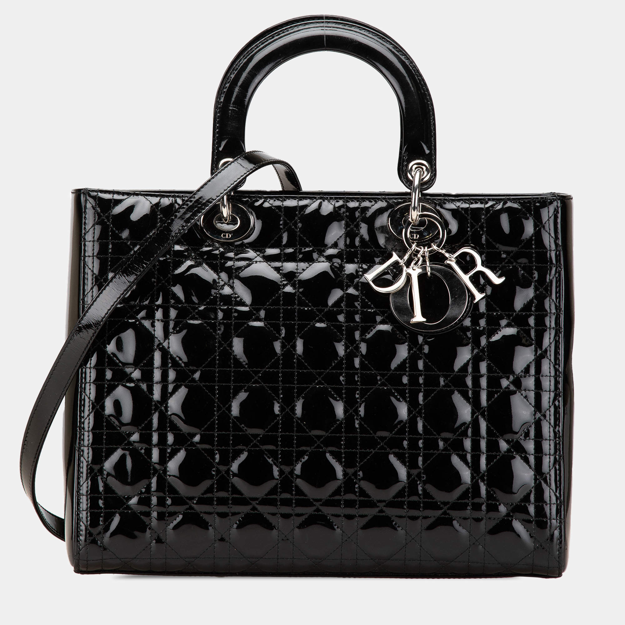 Dior Black Large Patent Cannage Lady Dior