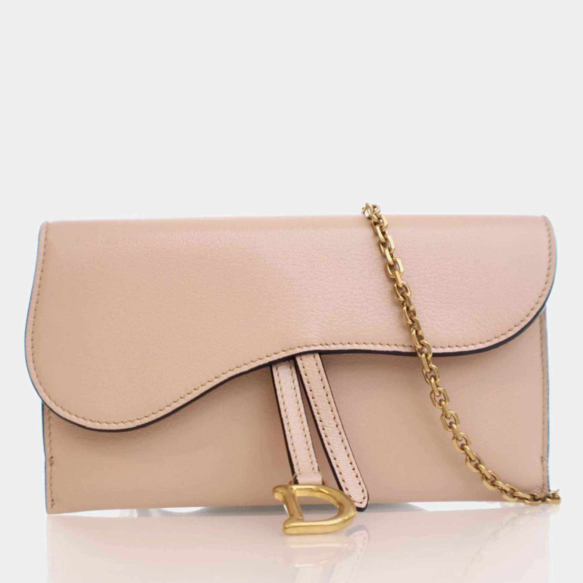 Dior Goatskin Saddle Pouch With Chain