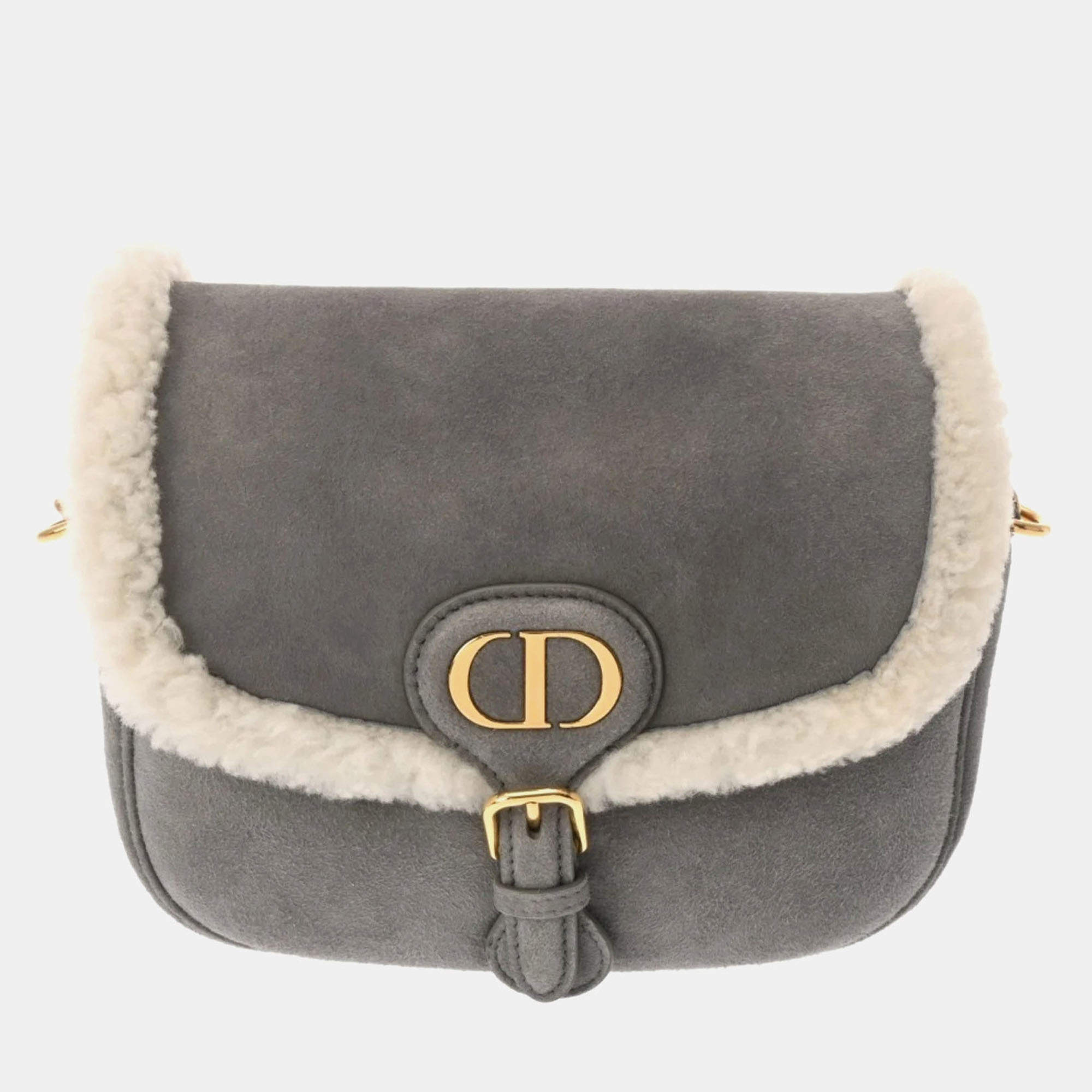 Christian Dior Bobby Small Flap Beige Suede Shearling Bag