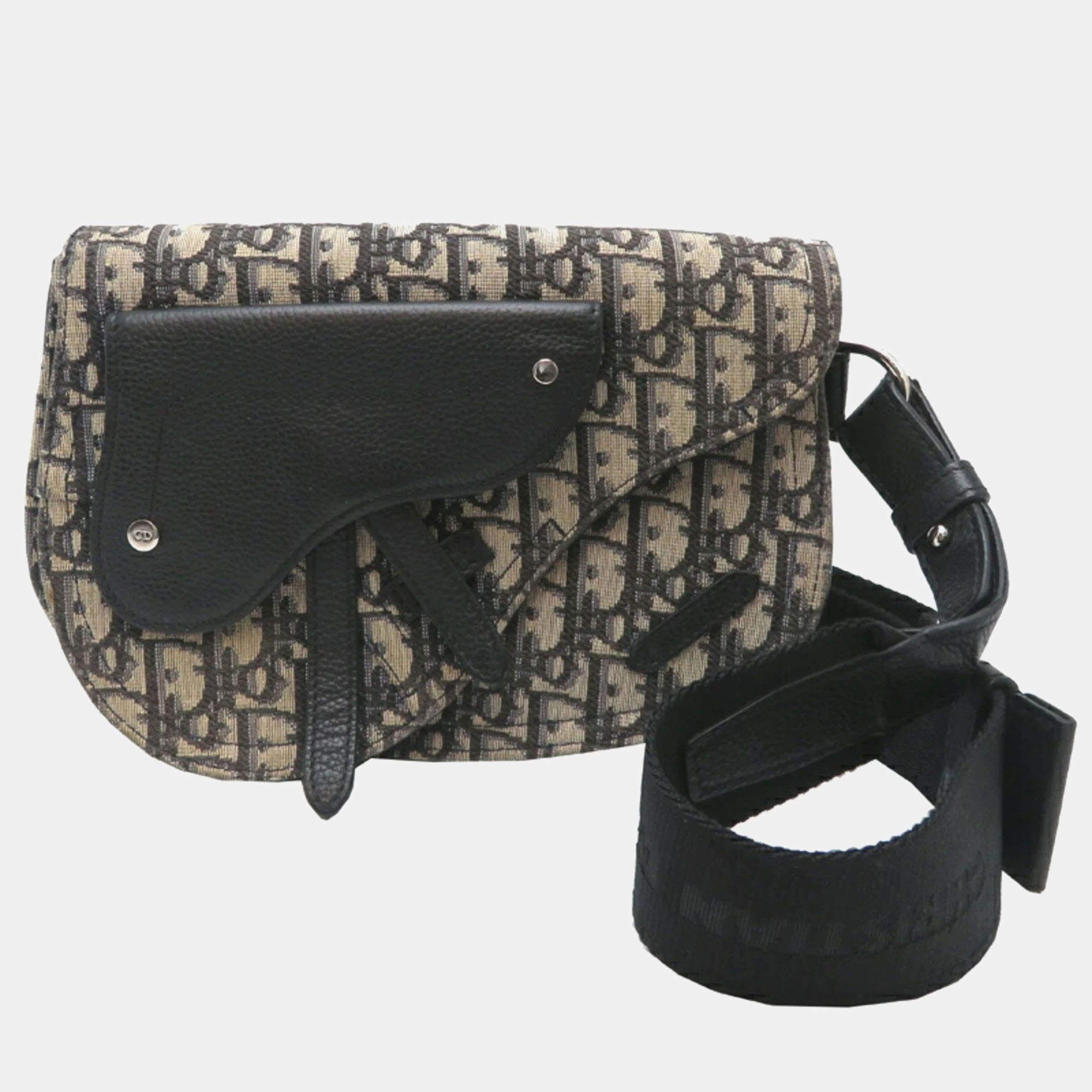 Christian Dior Saddle Navy/Black Canvas Trotter Body Bag 