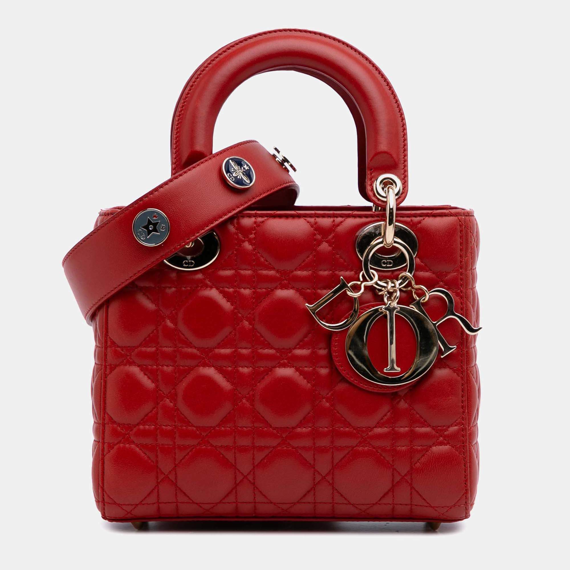 Dior Red Small Lambskin Cannage My ABCDior Lady Dior