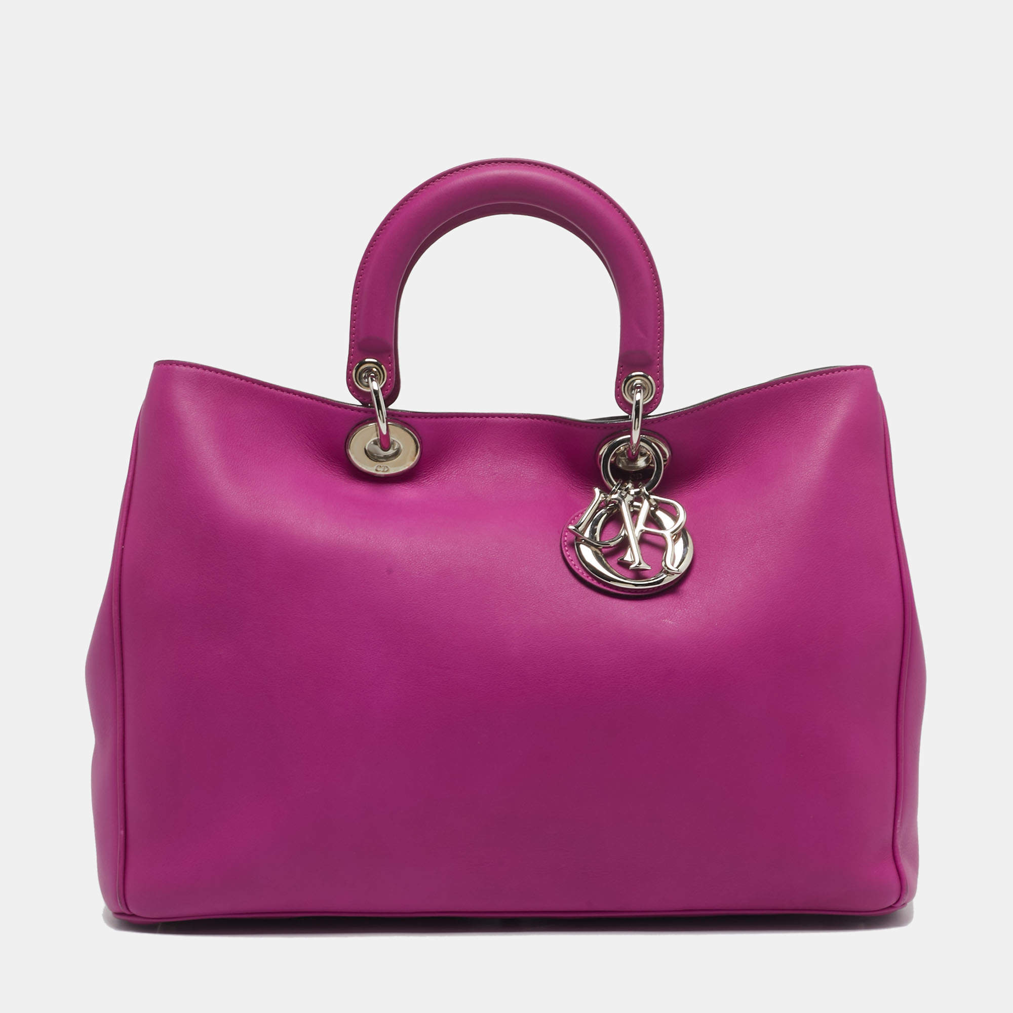 Pre Owned Dior Magenta Leather Large Diorissimo Shopper Tote