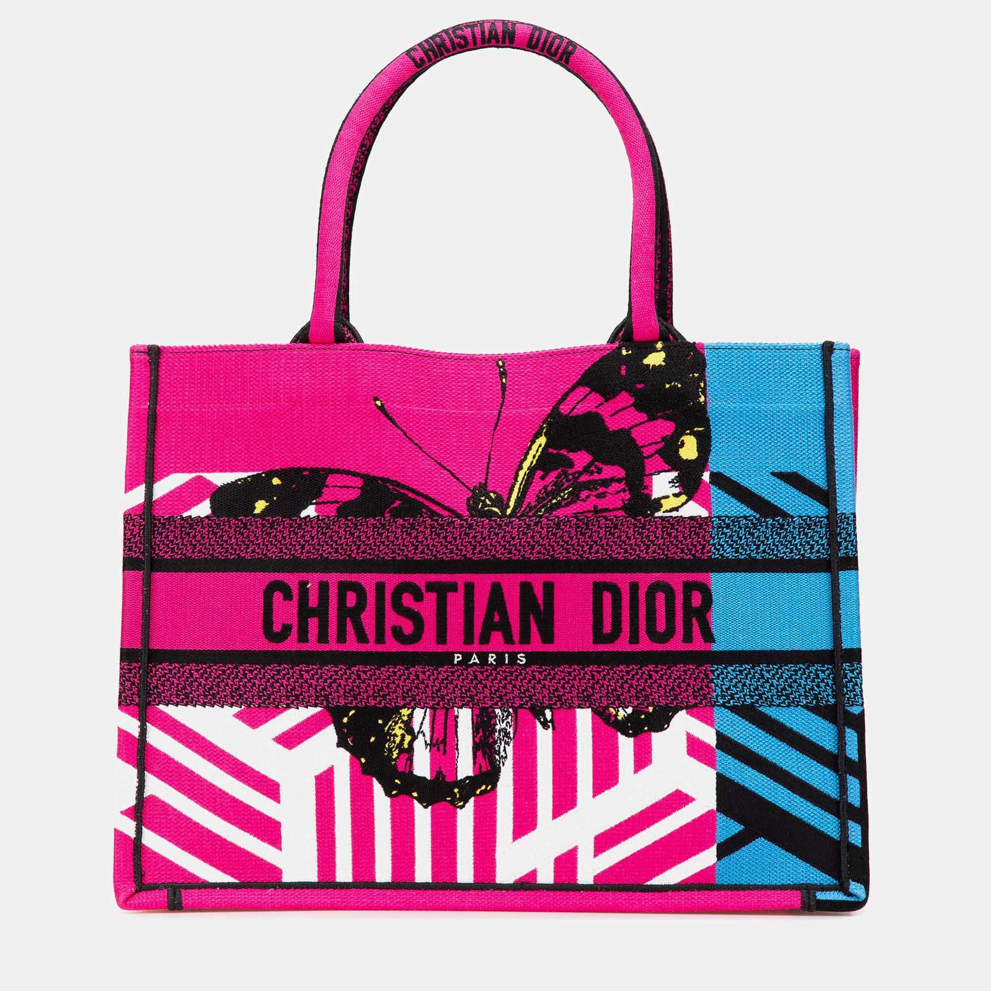Dior Multicolor Medium Embroidered Canvas Butterfly D Jungle Pop Book Tote