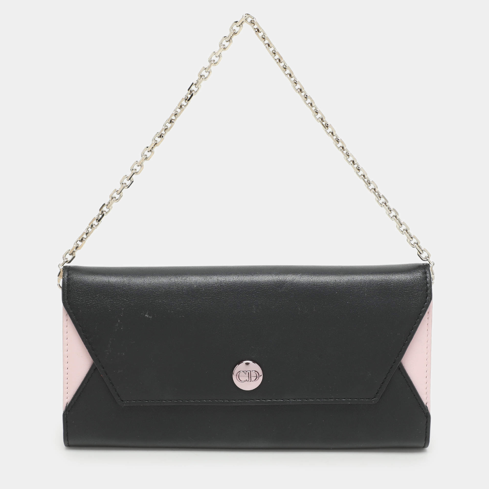 Pre Owned Dior Black/Pink Leather Addict Rendez-Vous Clutch Bag