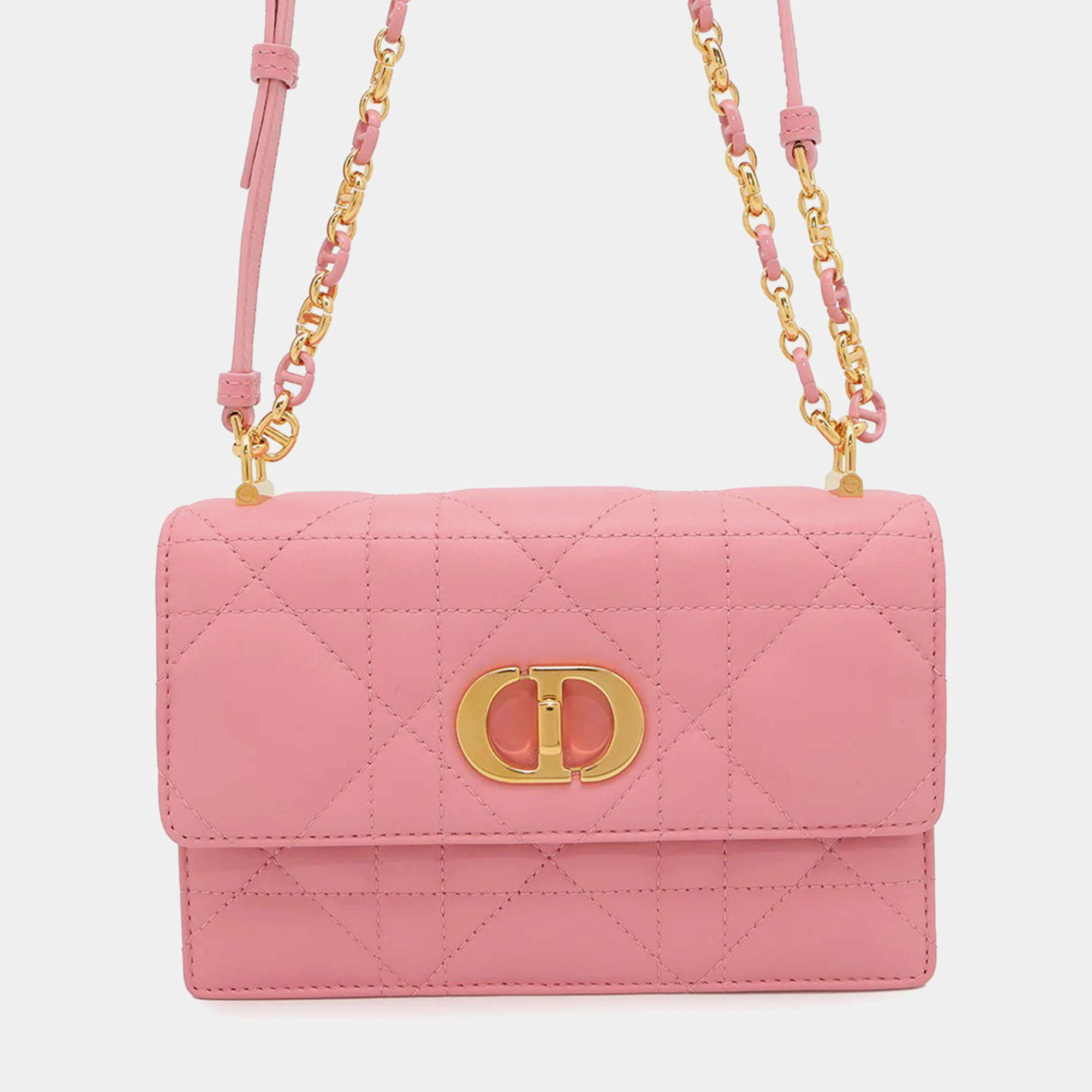 Pre Owned Dior Miss Caro Pink Leather Chain Shoulder Bag