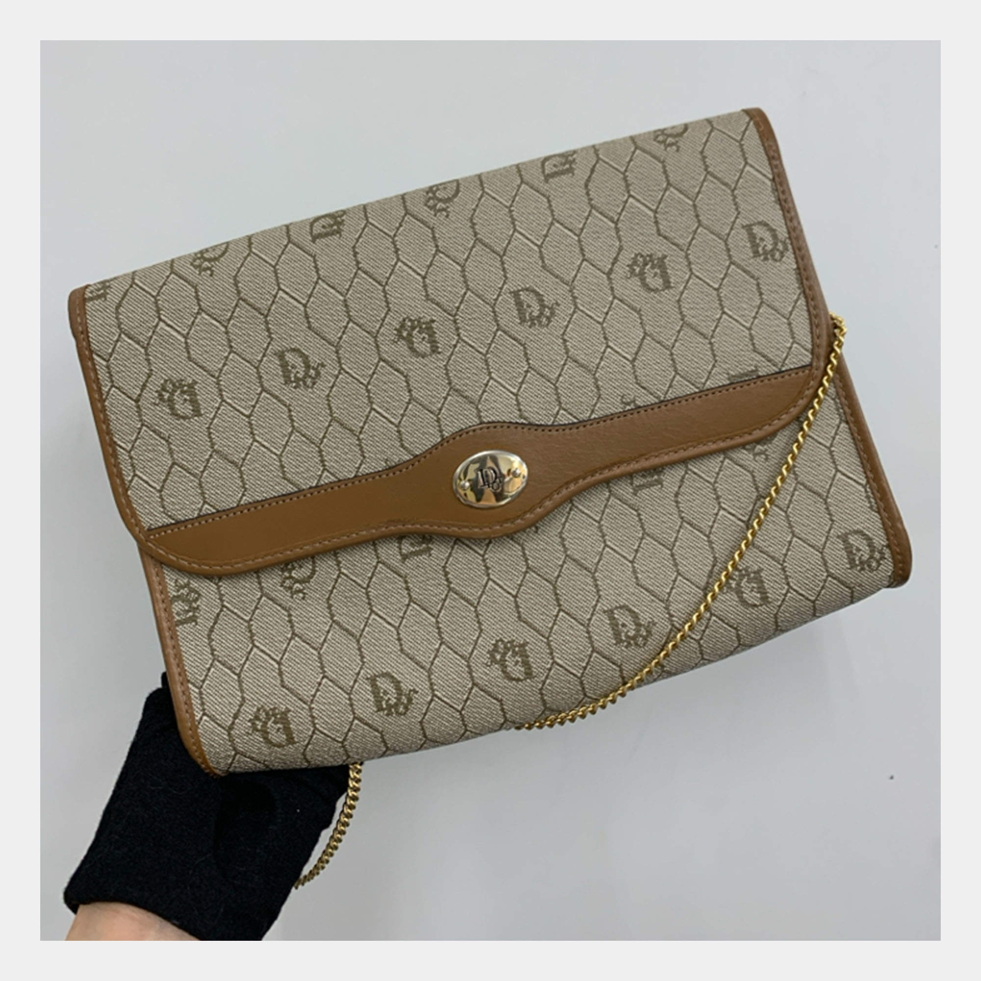 Pre Owned حقيبة كتف سلسلة قماش قديمة ديور