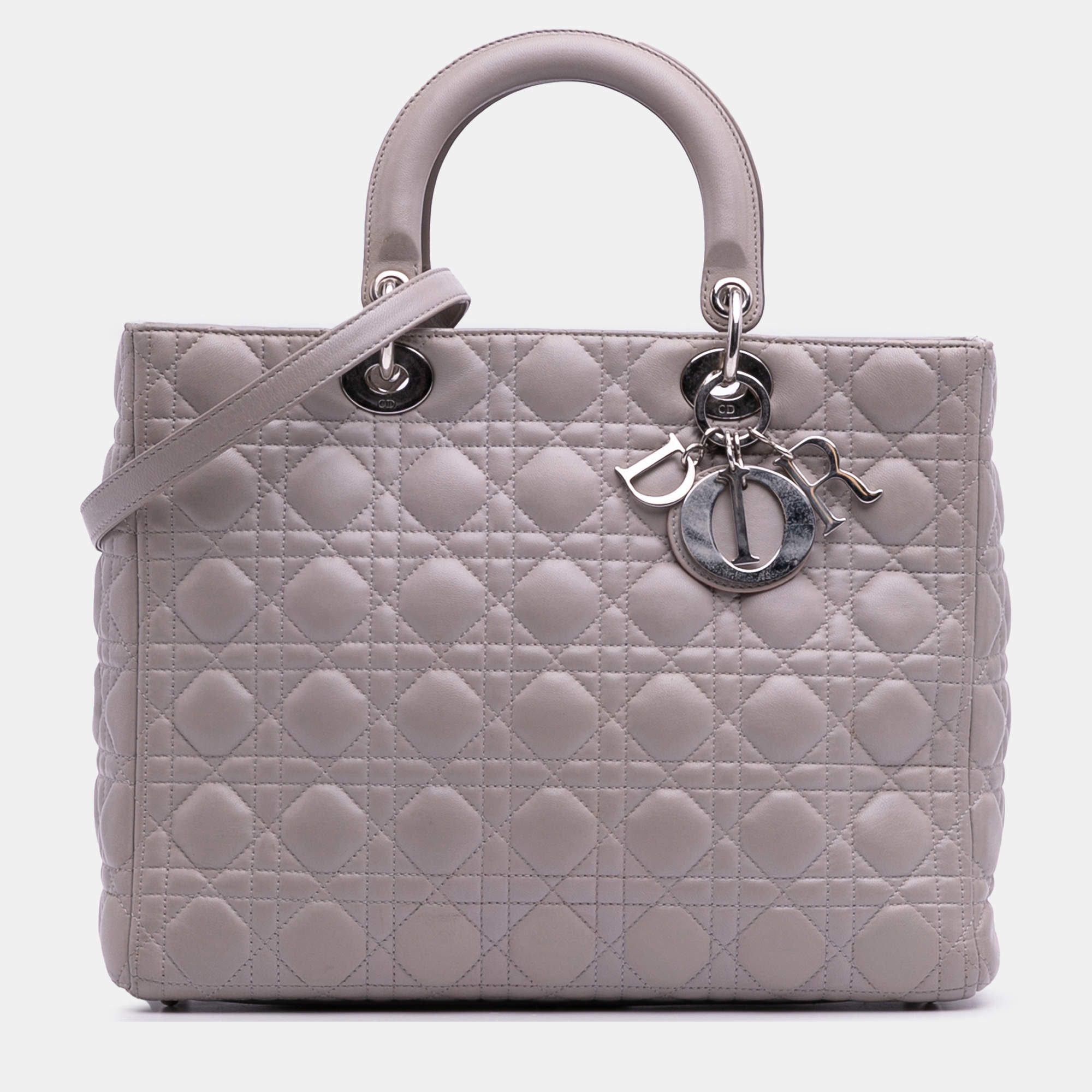 Pre Owned Dior Purple Large Lambskin Cannage Lady Dior