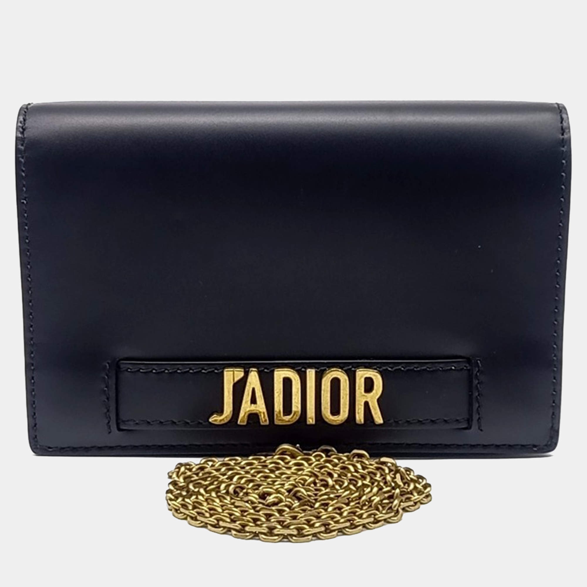 Pre Owned Dior Black Leather JaDior Mini Chain Crossbody Bag