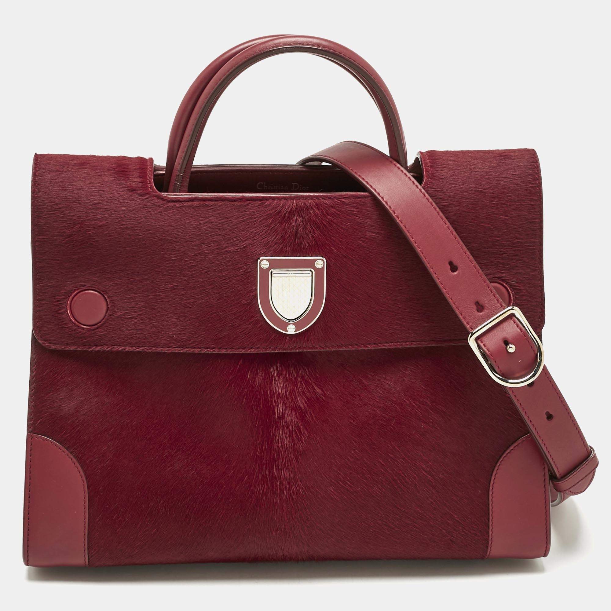 Pre Owned Dior Red Calfhair and Leather Medium Diorever Tote