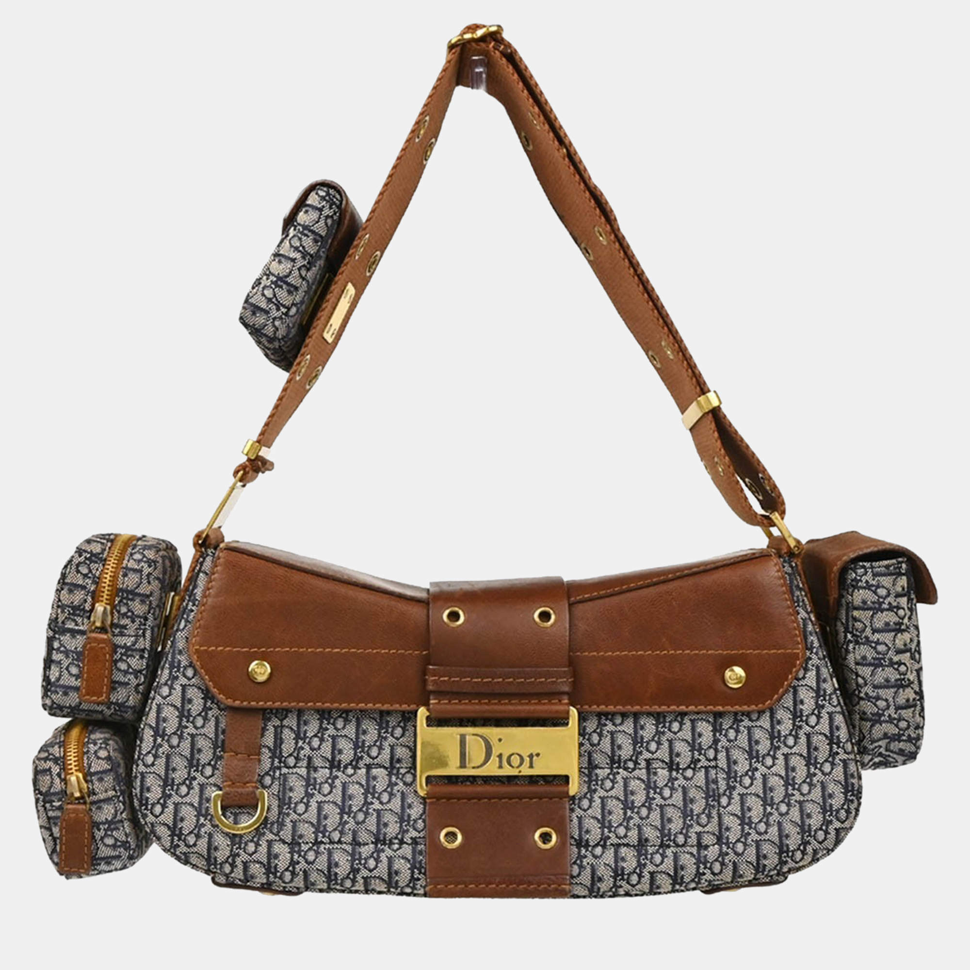 Pre Owned Christian Dior Navy Trotter Street Chic Columbus Shoulder Bag