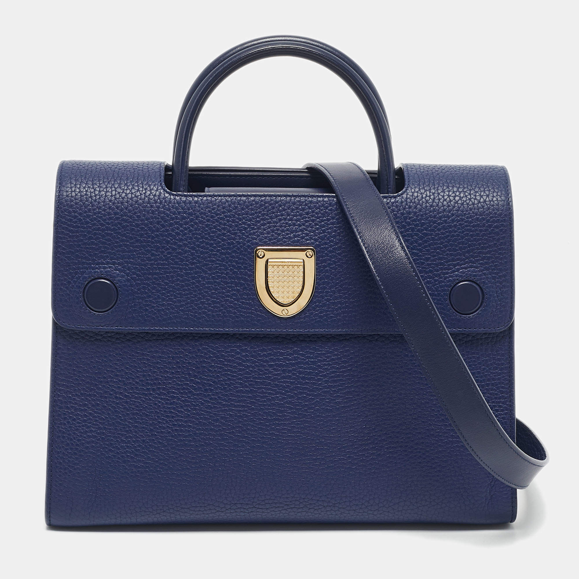 Pre Owned Dior Navy Blue Leather Medium Diorever Tote