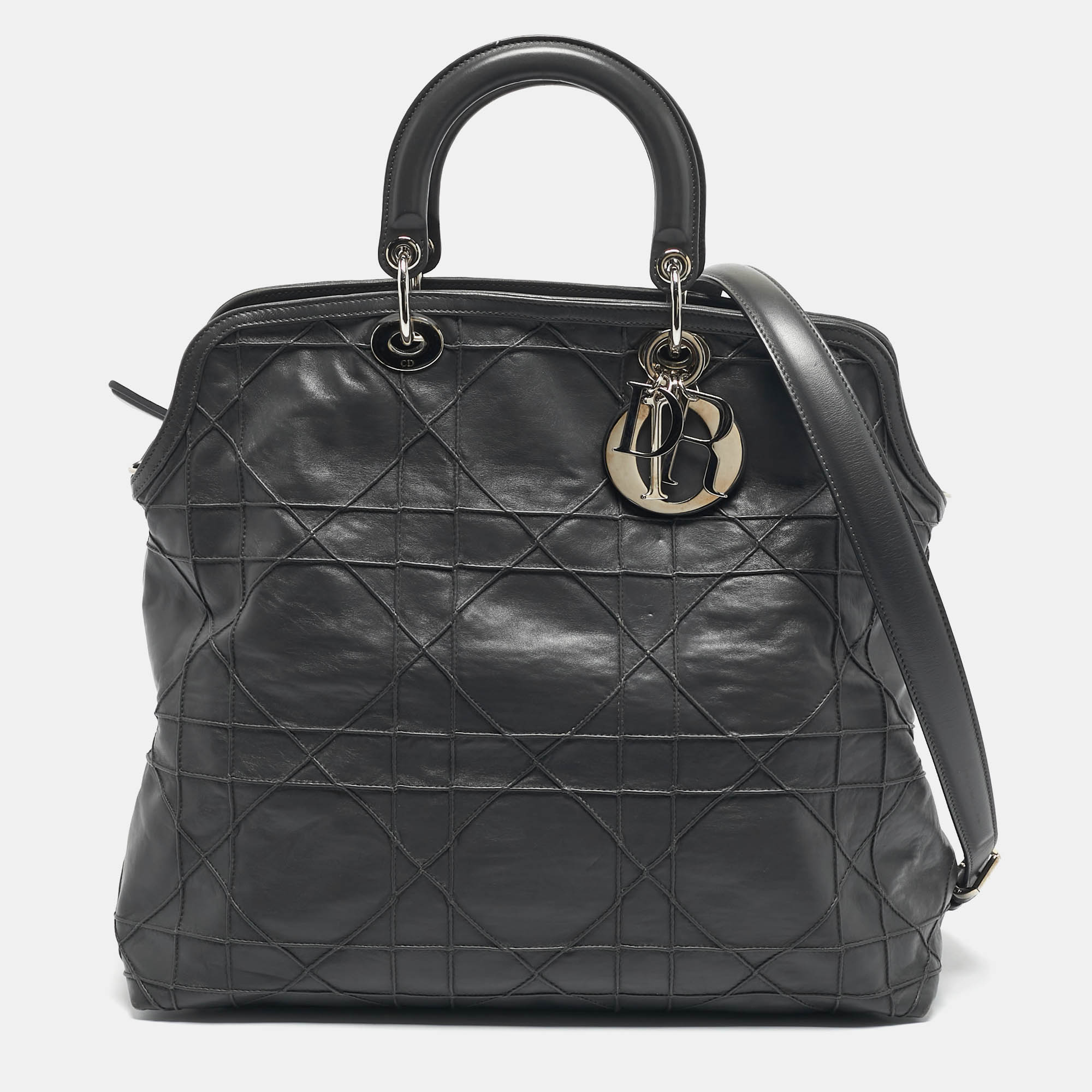 Pre Owned Dior Grey Cannage Leather Granville Tote