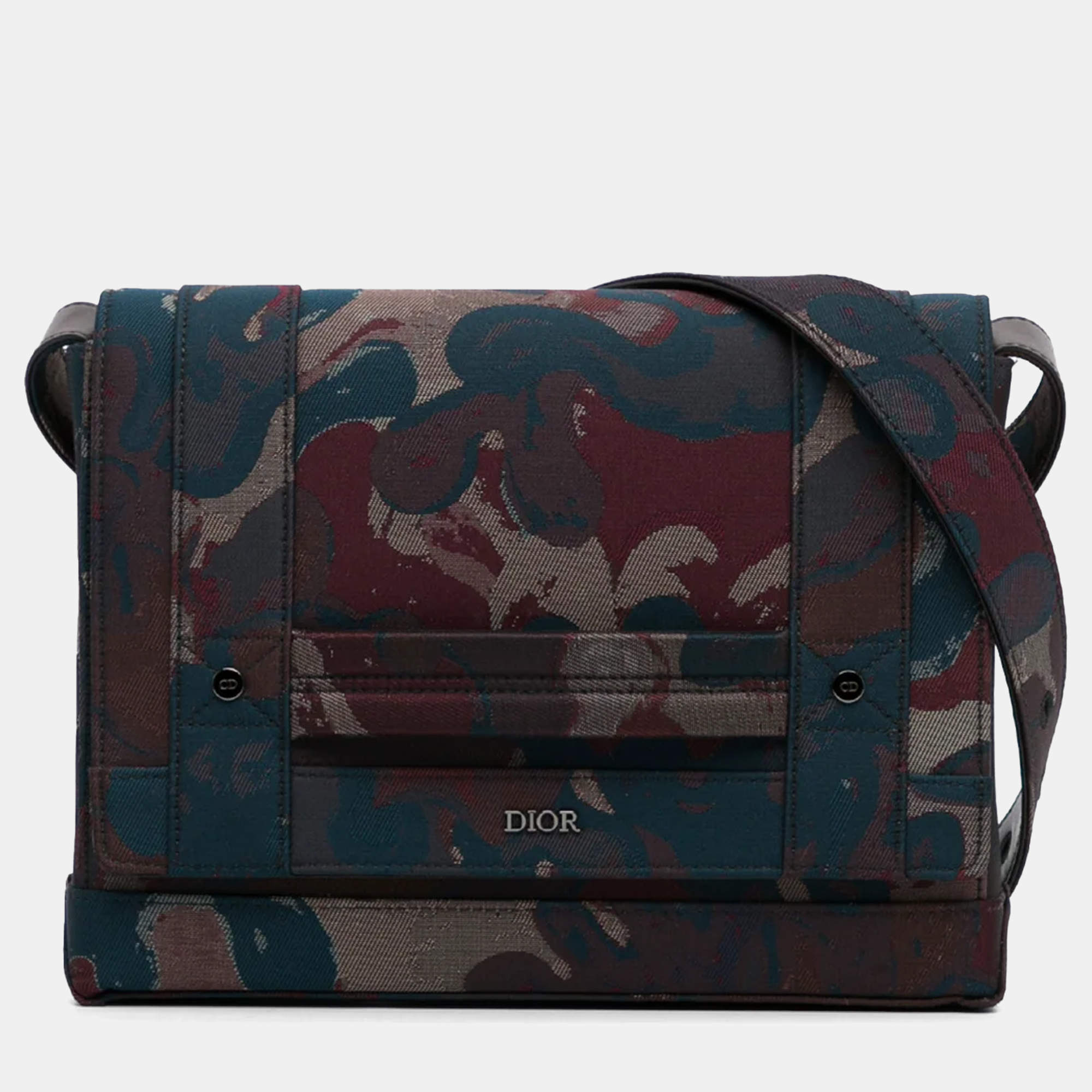 Pre Owned Dior Peter Doig Collaboration Brown Canvas Messenger Bag