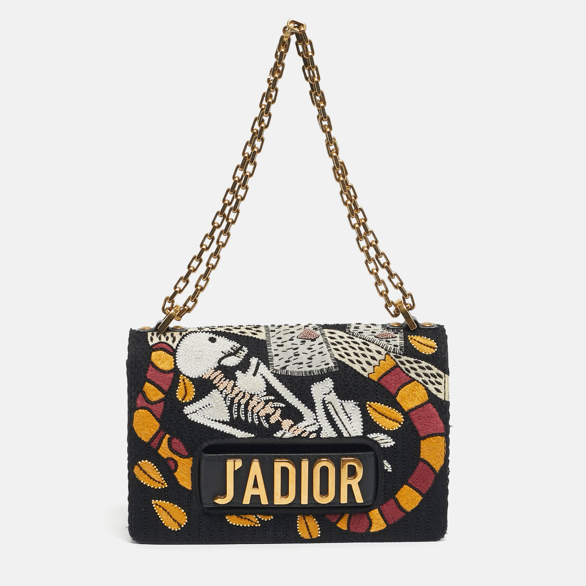 Pre Owned Dior Multicolor Tarot Embroidered Fabric J’adior Flap Shoulder Bag