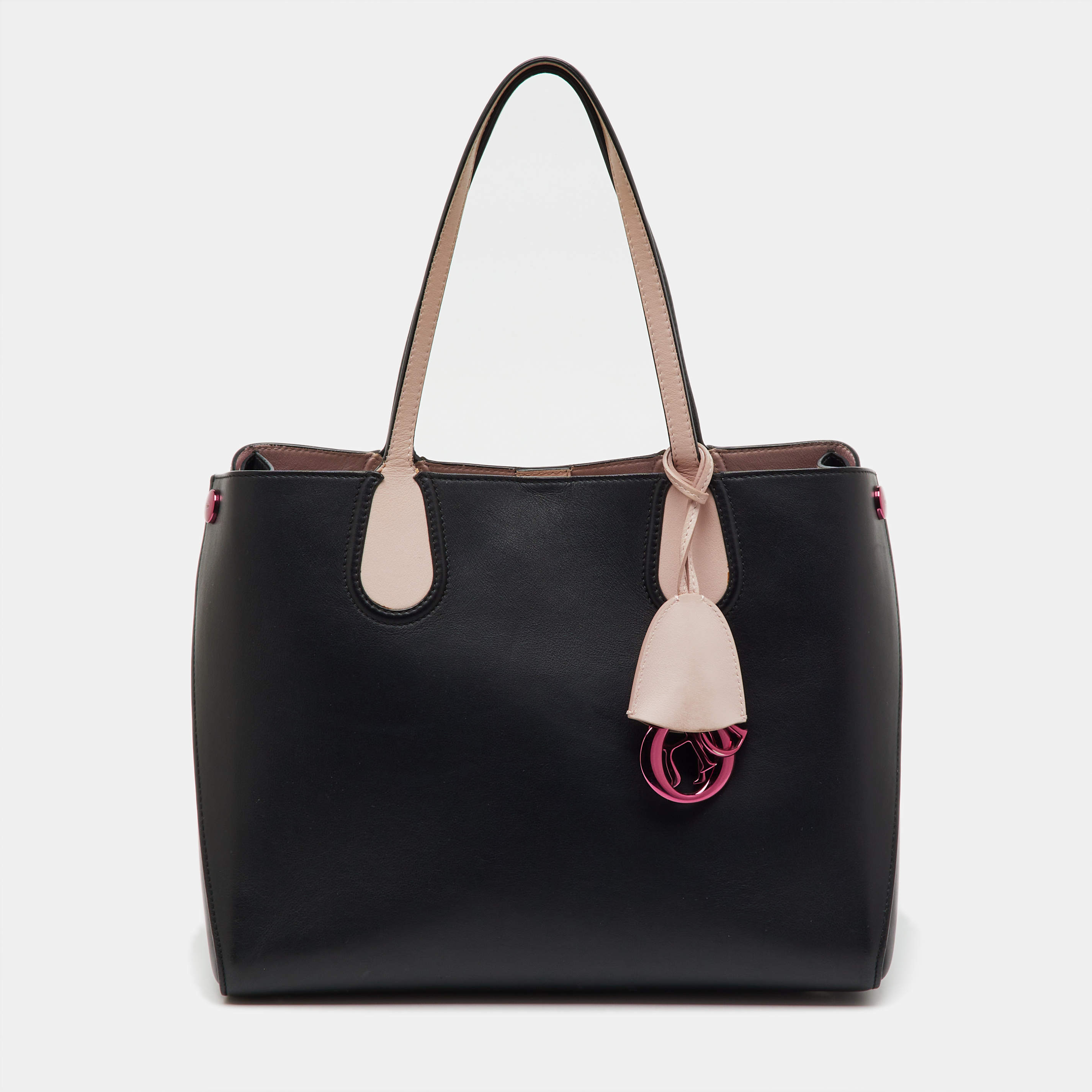 Pre Owned Dior Black/Pink Leather Small Dior Addict Tote