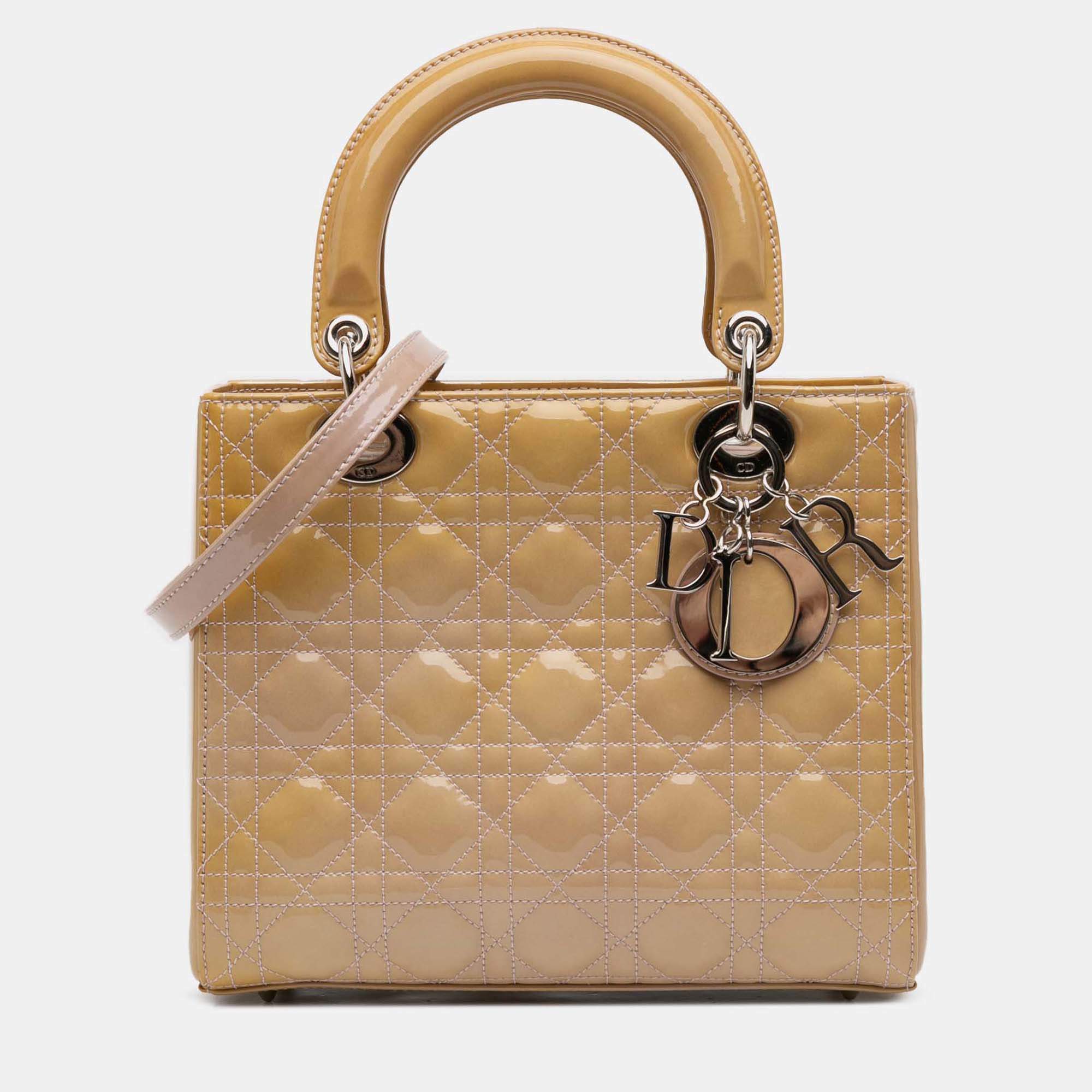 Pre Owned Dior Medium Patent Cannage Lady Dior