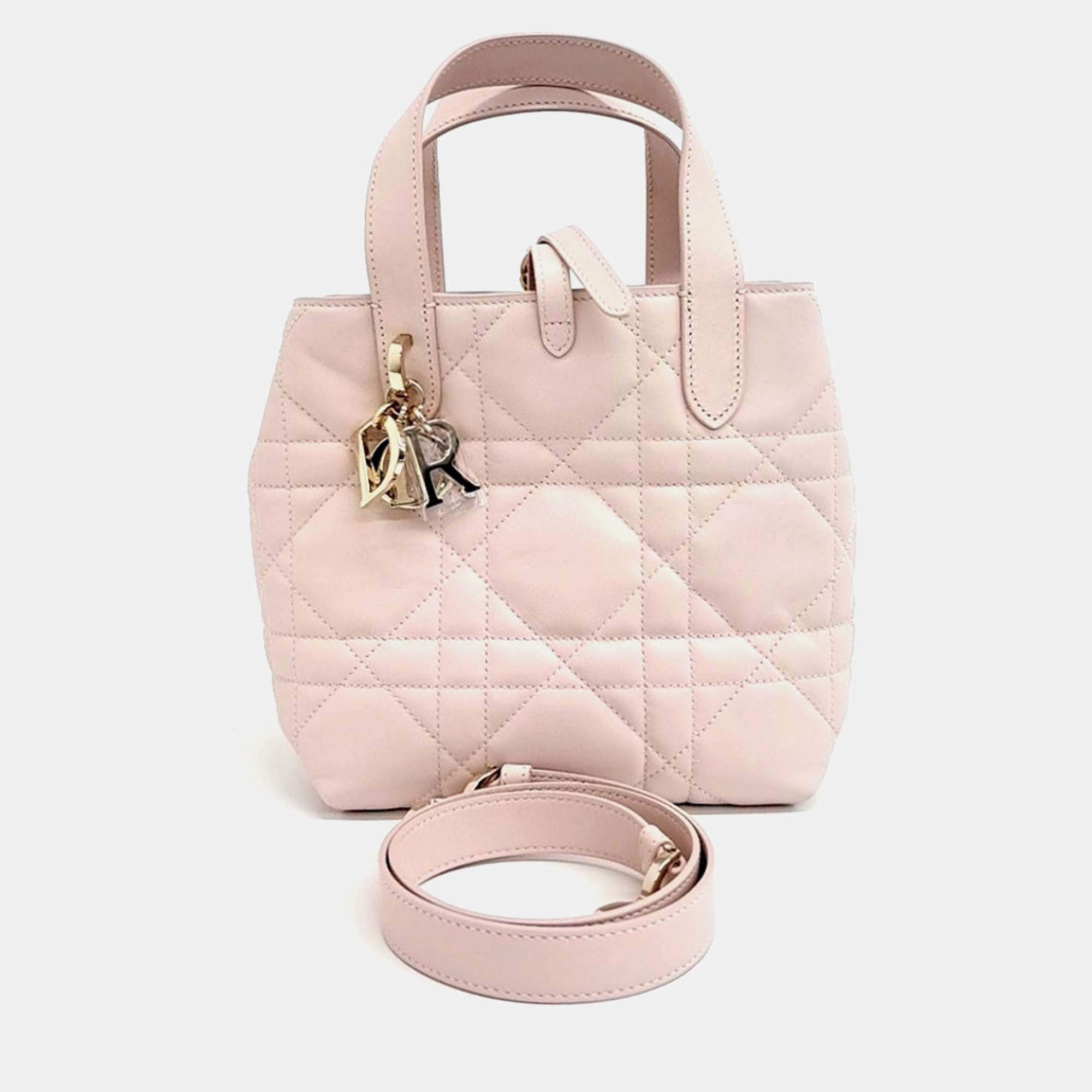 Pre Owned Dior Small Toujours Vertical Beige Leather Bag