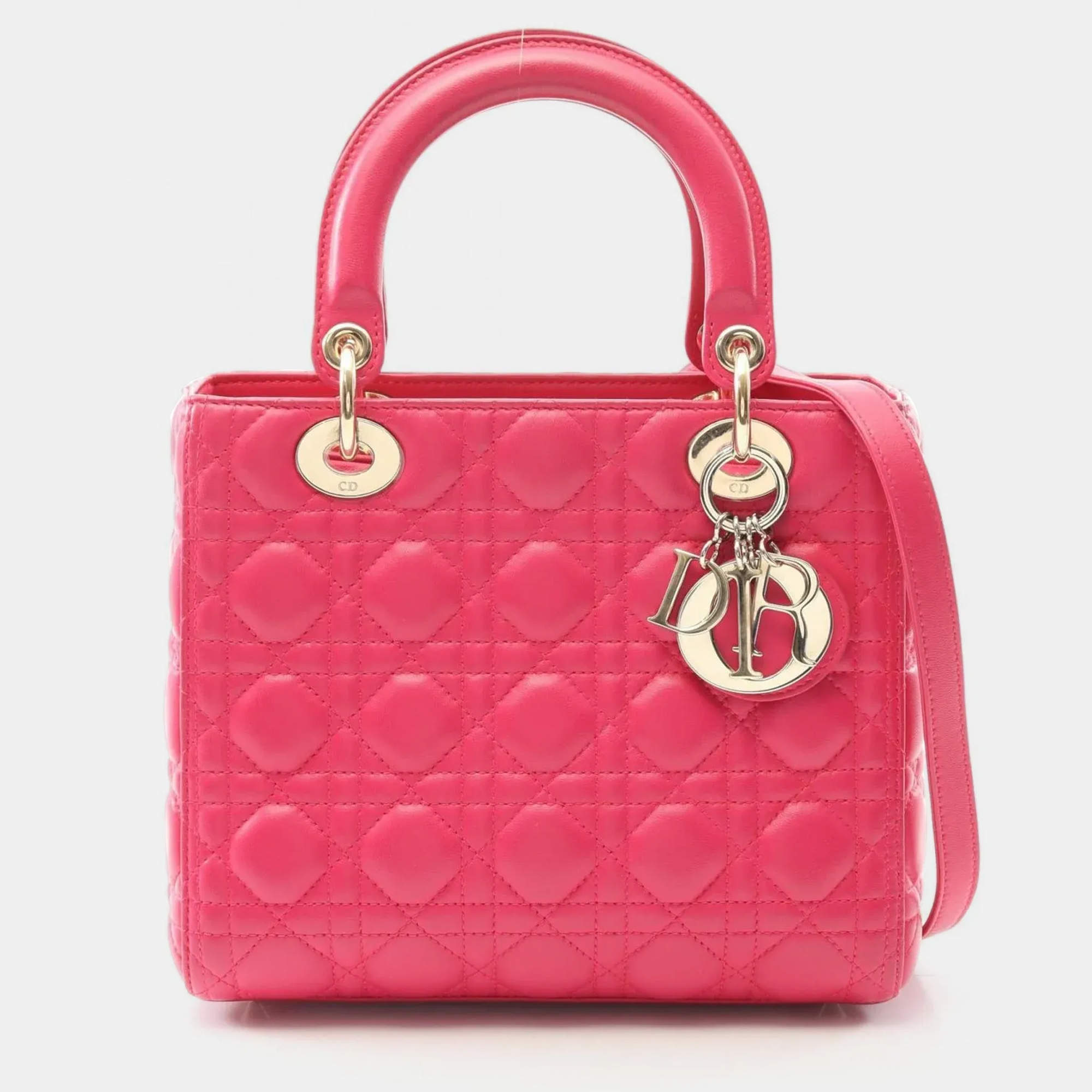 Pre Owned Christian Dior Lady Red Leather Handbag