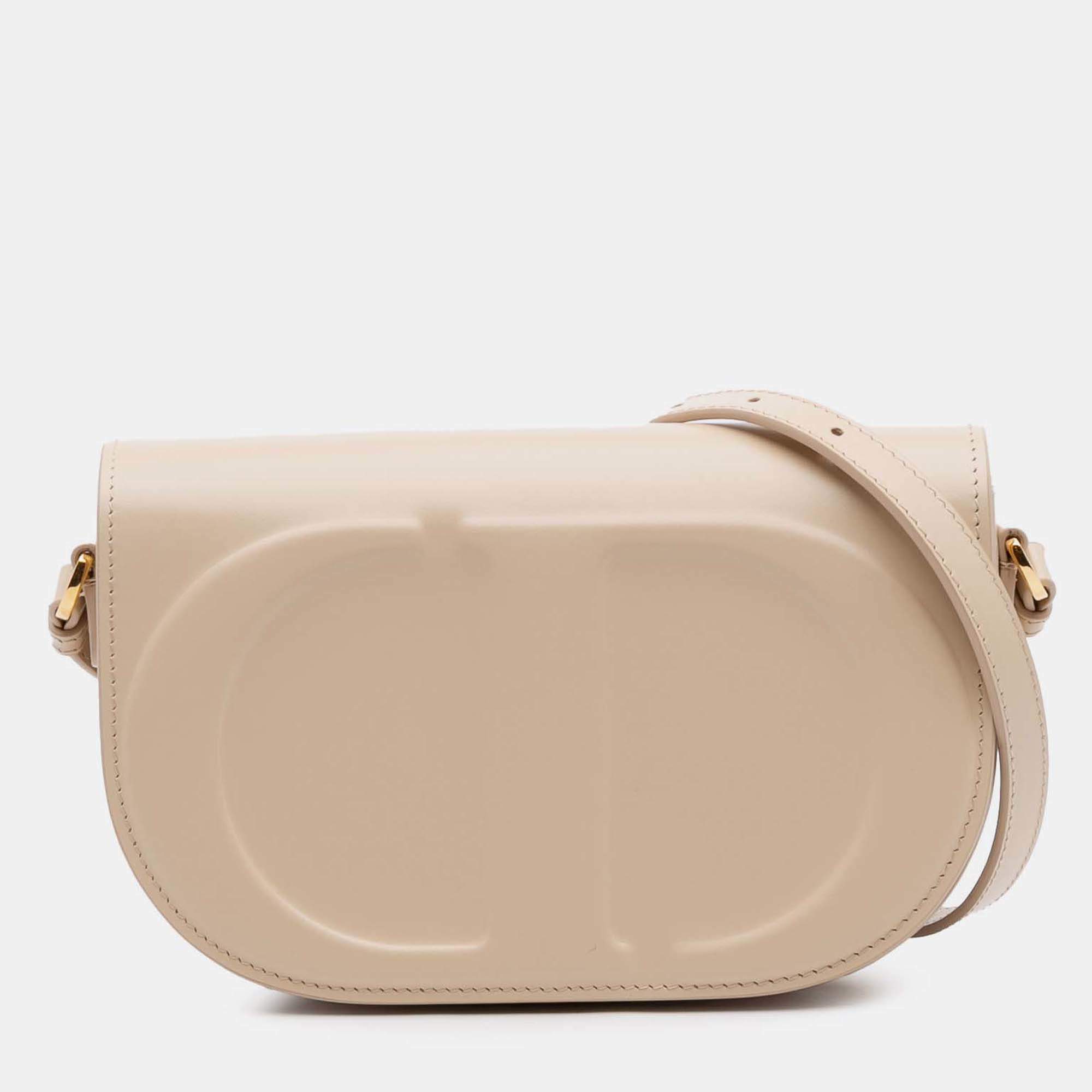 Pre Owned Dior Ivory Leather CD Signature Flap